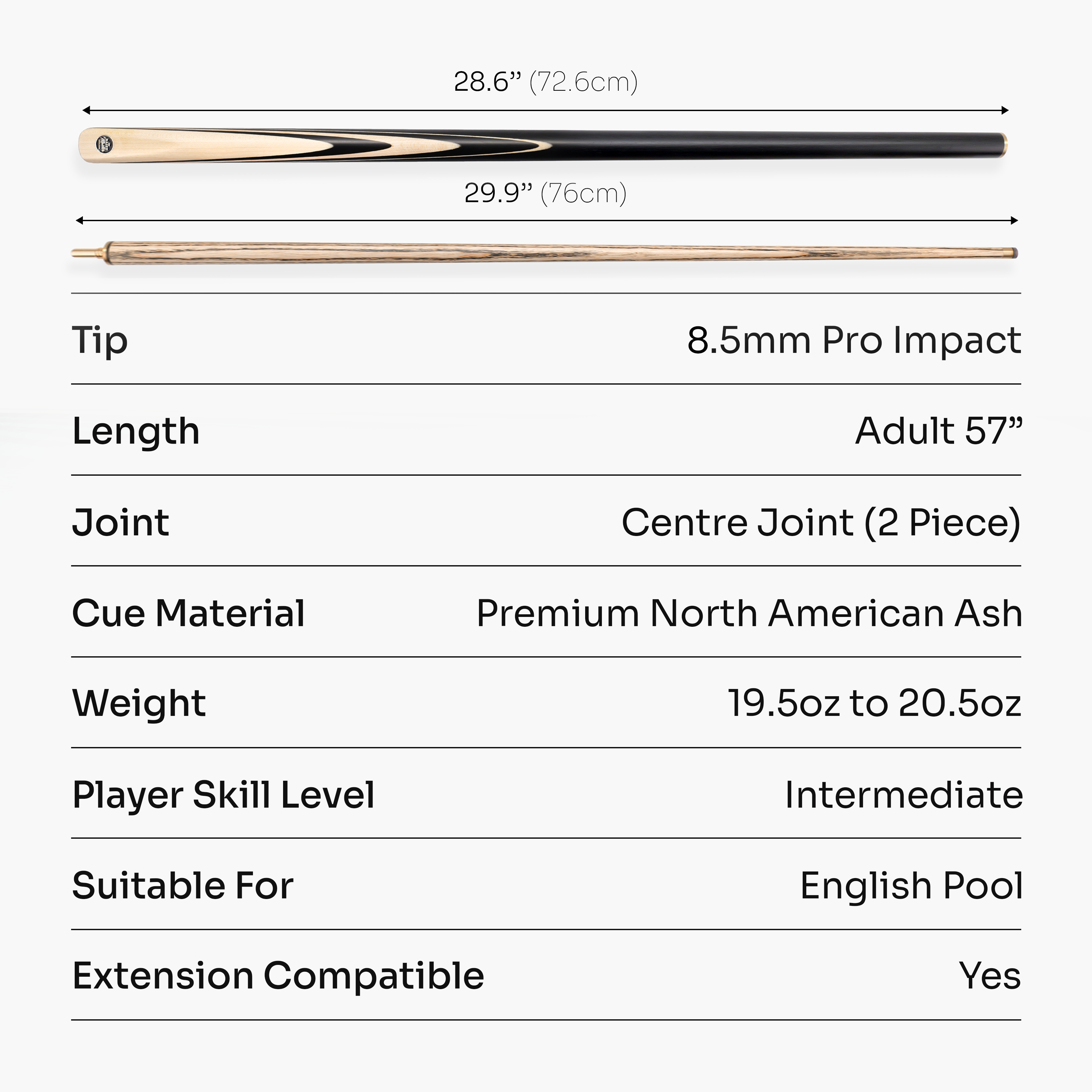 Baize Master Blackline Classic pool cue and case set