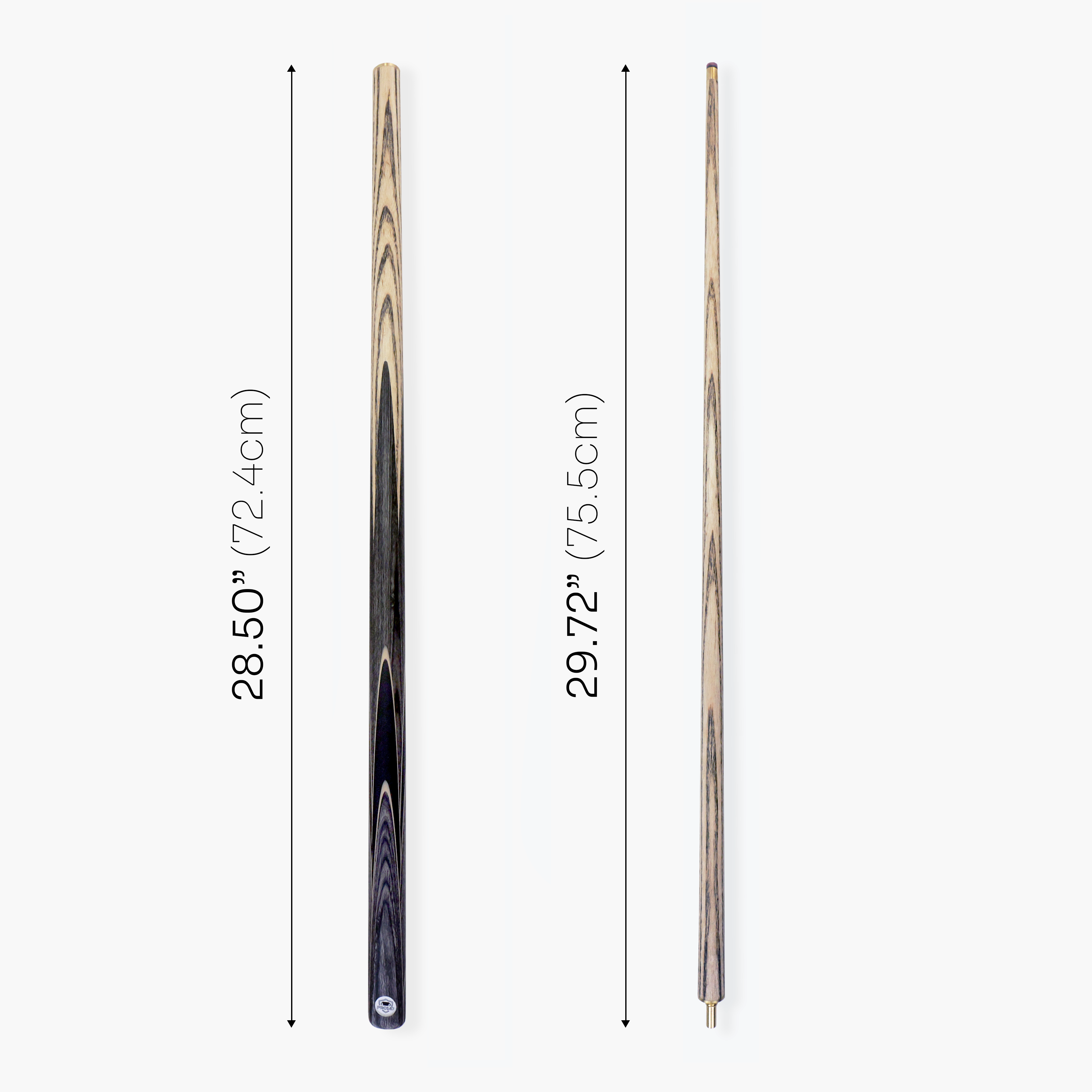 PRO147 Pearl Series Grey Hand Spliced 2 Piece 57 Inch Snooker Pool Cue with Smooth Premium Ash Shaft and Ebony Style Butt with 9.5mm Pro Leather Tip