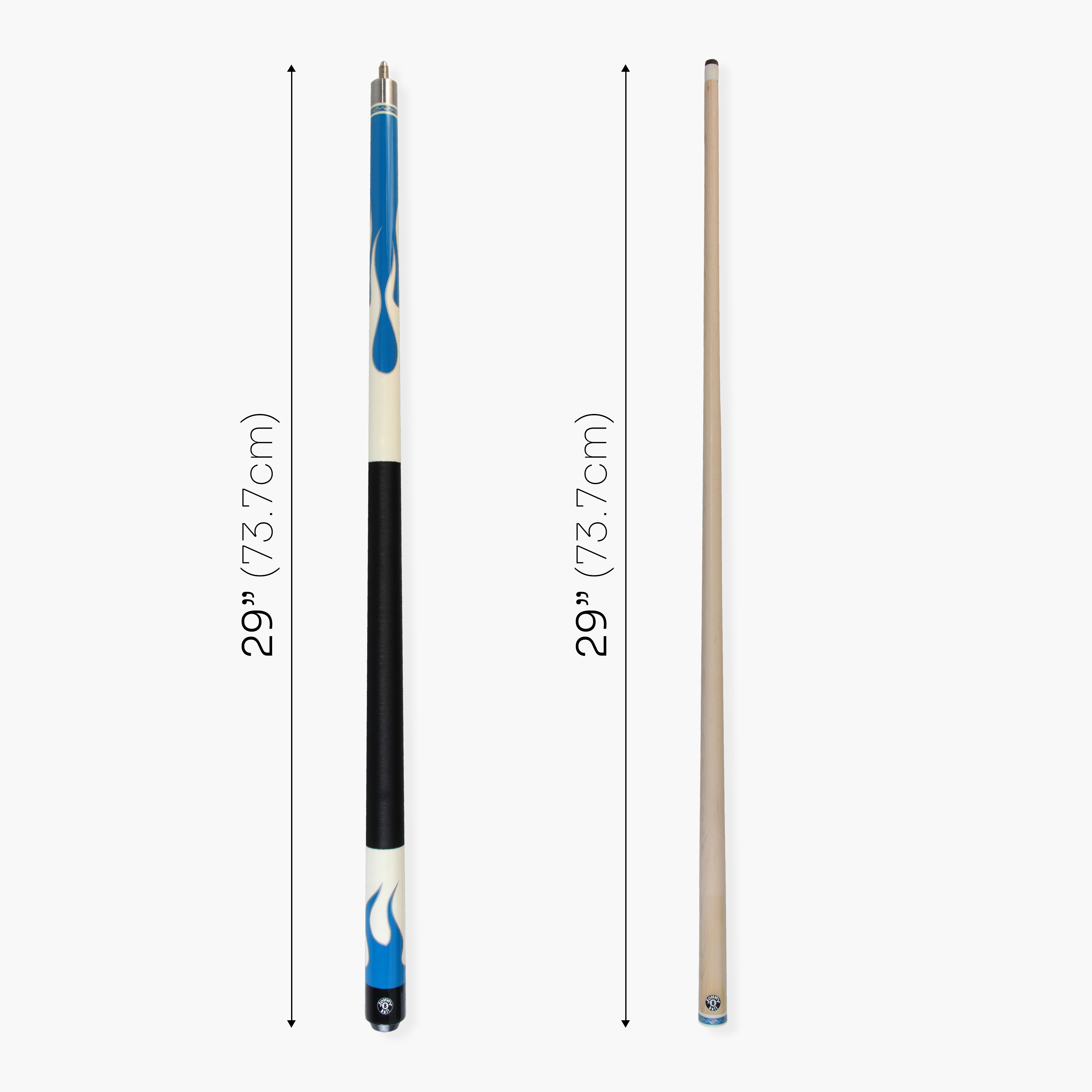 Jonny 8 Ball Flame 58" Maple Pool Snooker Cue with 11mm Tip and Hard Case