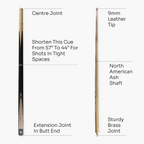 Jonny 8 Ball adjustable 57-inch 3-piece cue