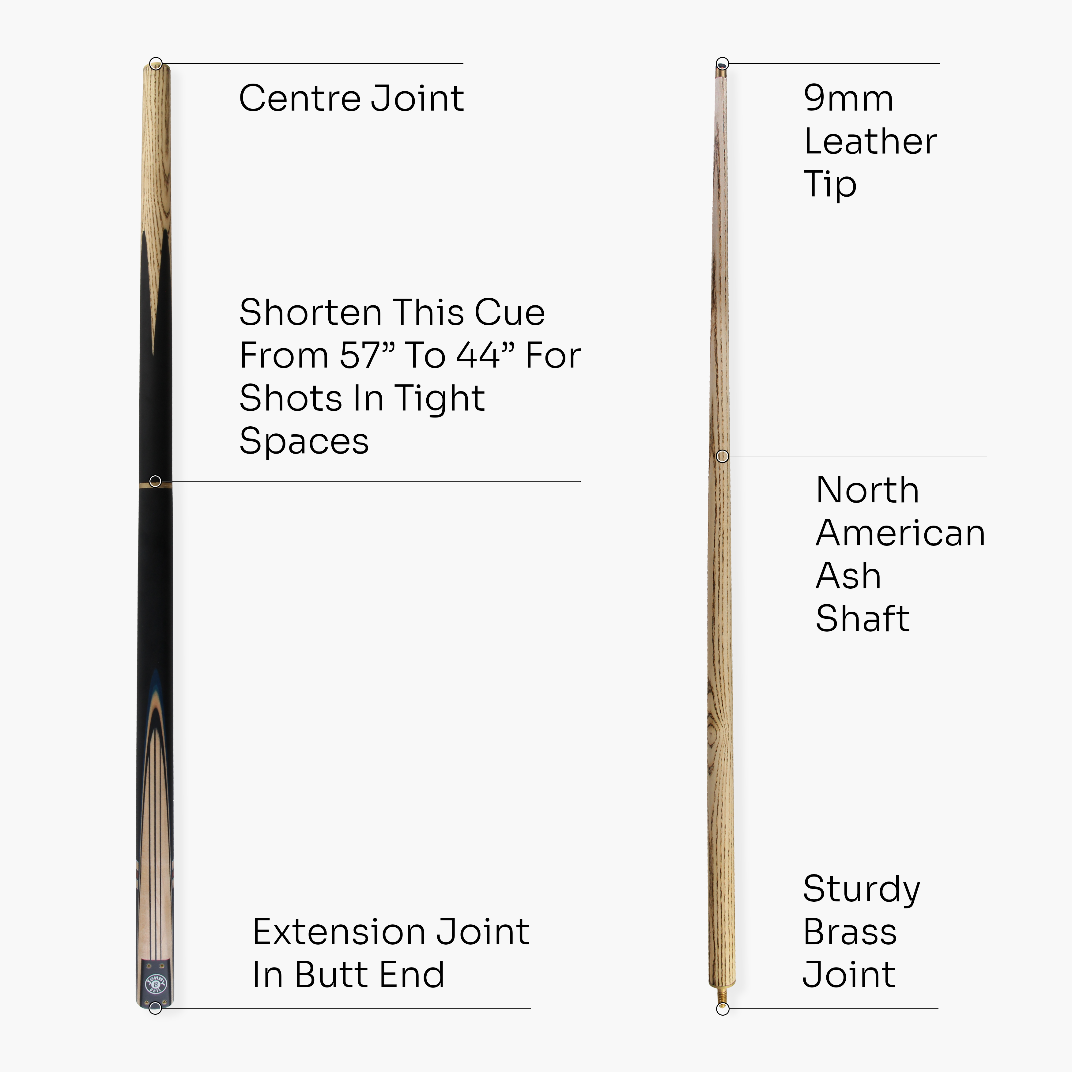 Jonny 8 Ball adjustable 57-inch 3-piece cue