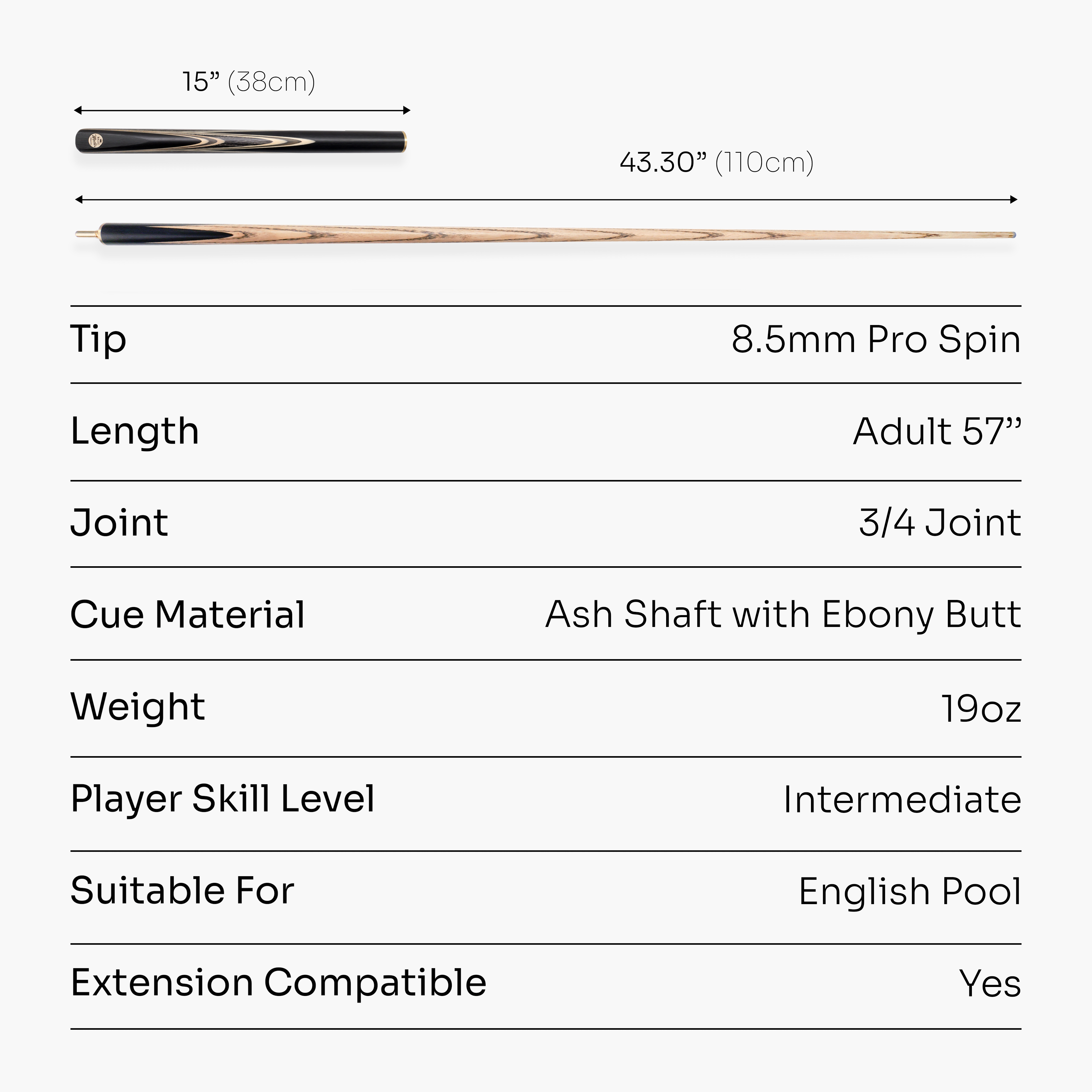 Baize Master Gold Series G67 57-inch 3/4 pool cue