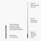 PRO147 TRIUMPH 3/4 Joint Premium Ash Snooker and Pool Cue and Case Set with 9.5mm Professional Layered Tip