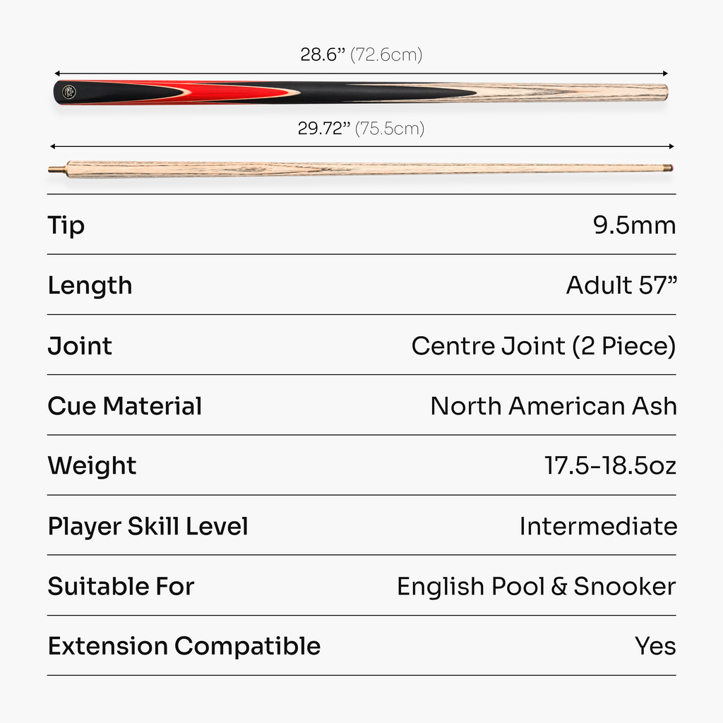 Baize Master Crucible 57-inch 2-piece cue - 9.5mm tip