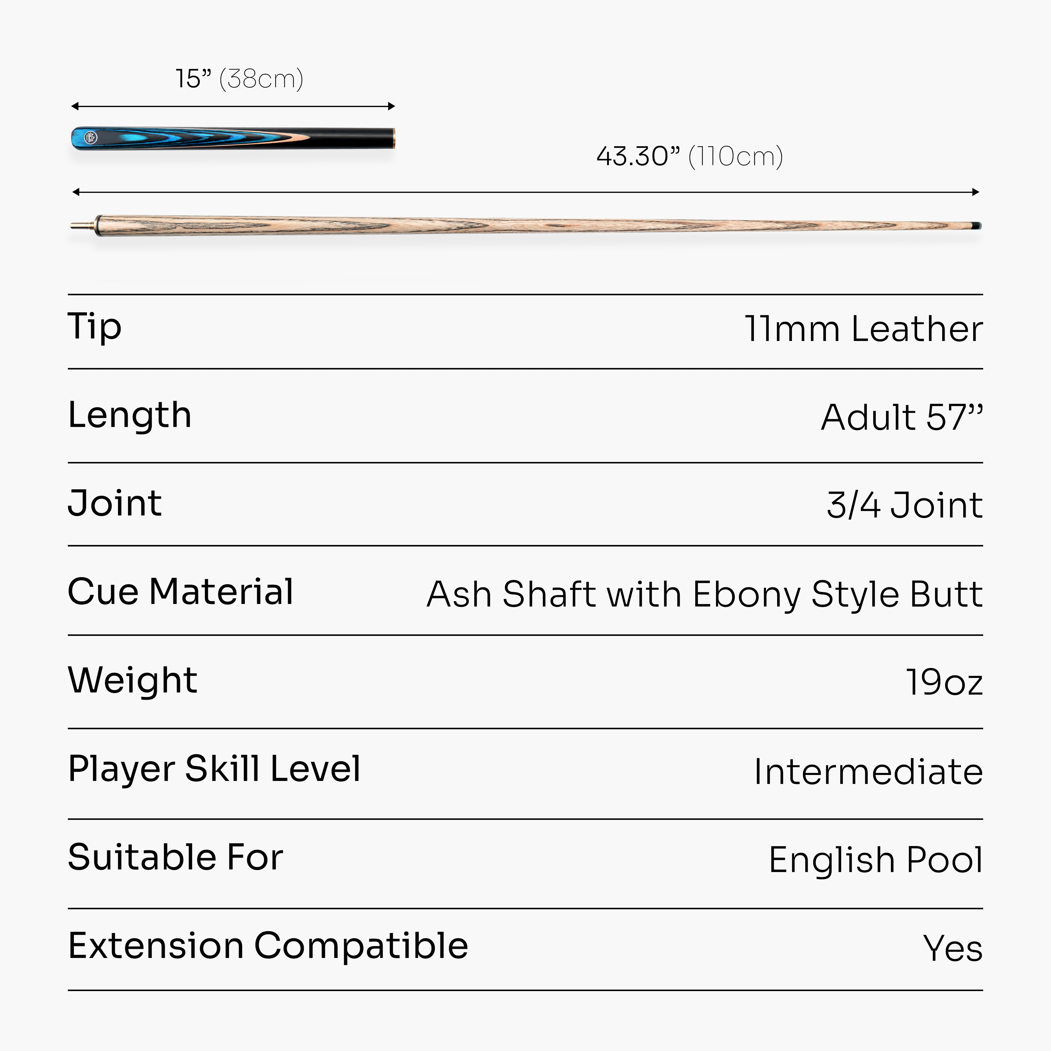 Baize Master Blue Crusher 3/4 pool break cue