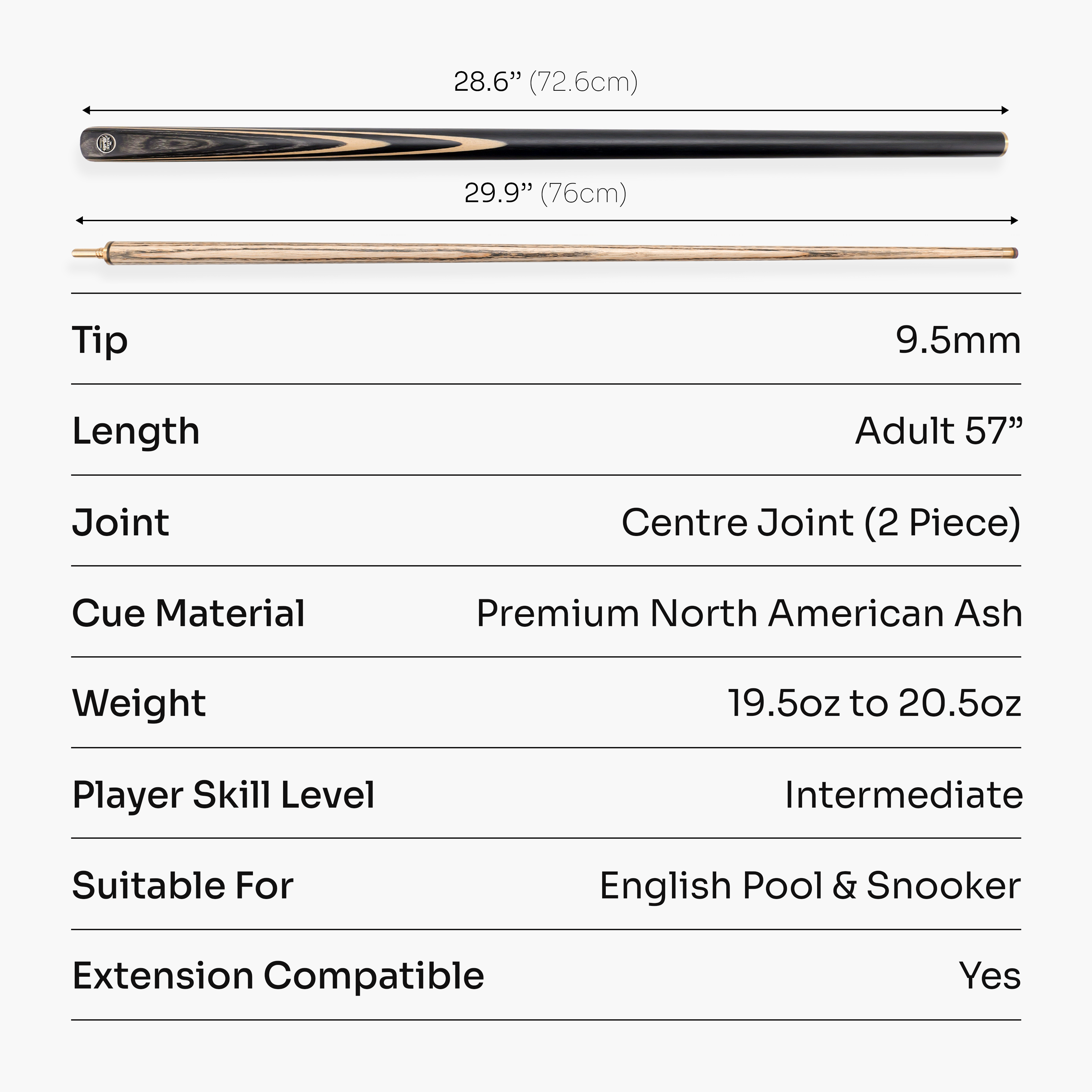Baize Master Blackline Classic snooker cue and case set
