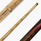 PRO147 RED BURL 57 Inch 2 Piece Matching Ash Snooker Pool Cue and Soft Case Set 9.5mm Tip
