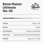 Baize Master Ultimate #002 55-inch pool cue - 8.3mm tip