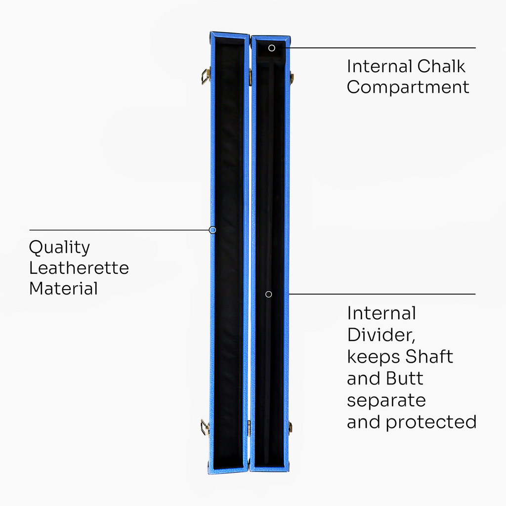 ROYAL BLUE Luxury Snooker Pool Cue Case For 2 Piece Centre Joint Cue