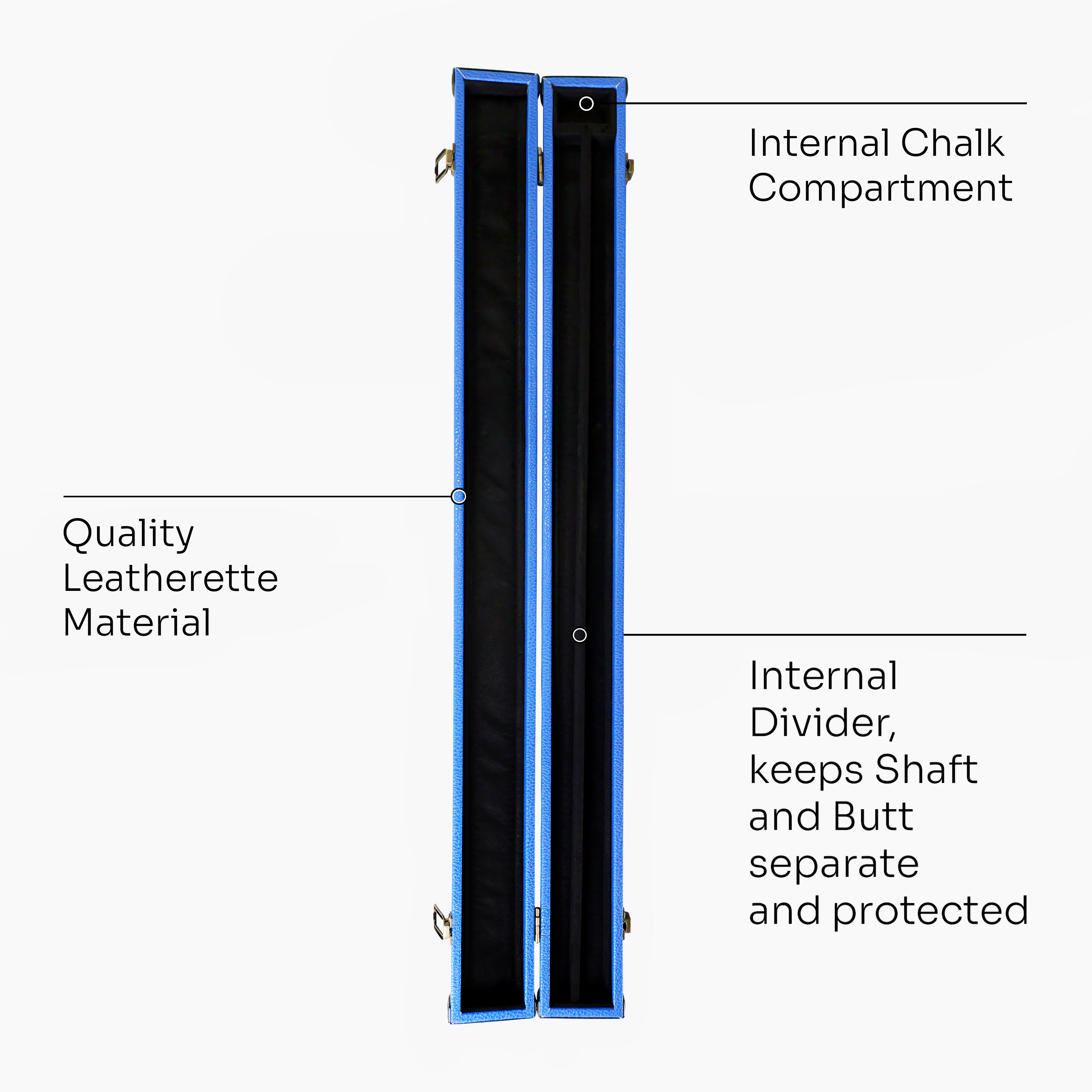 ROYAL BLUE Luxury Snooker Pool Cue Case For 2 Piece Centre Joint Cue