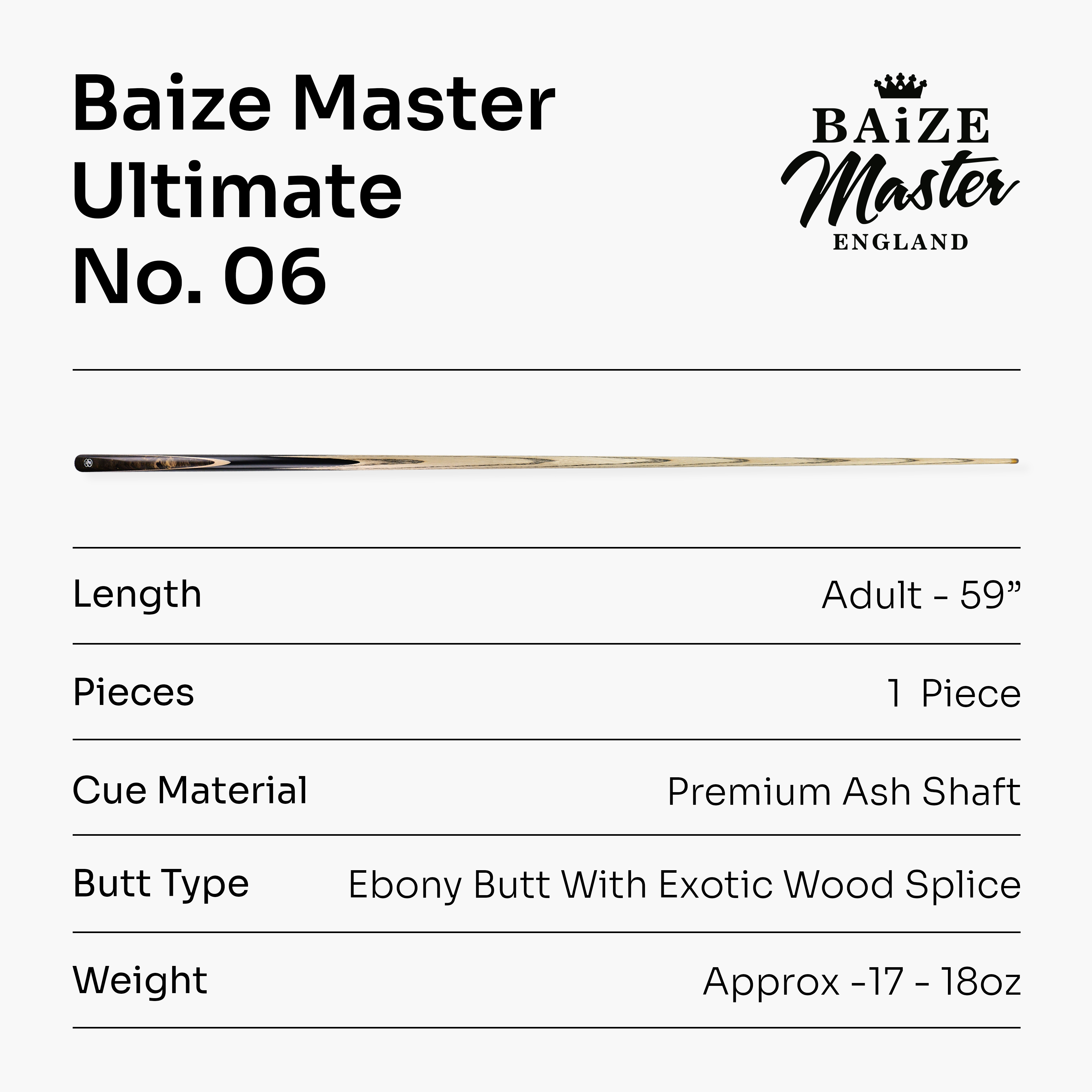 Baize Master Ultimate #006 59-inch pool cue - 8.3mm tip