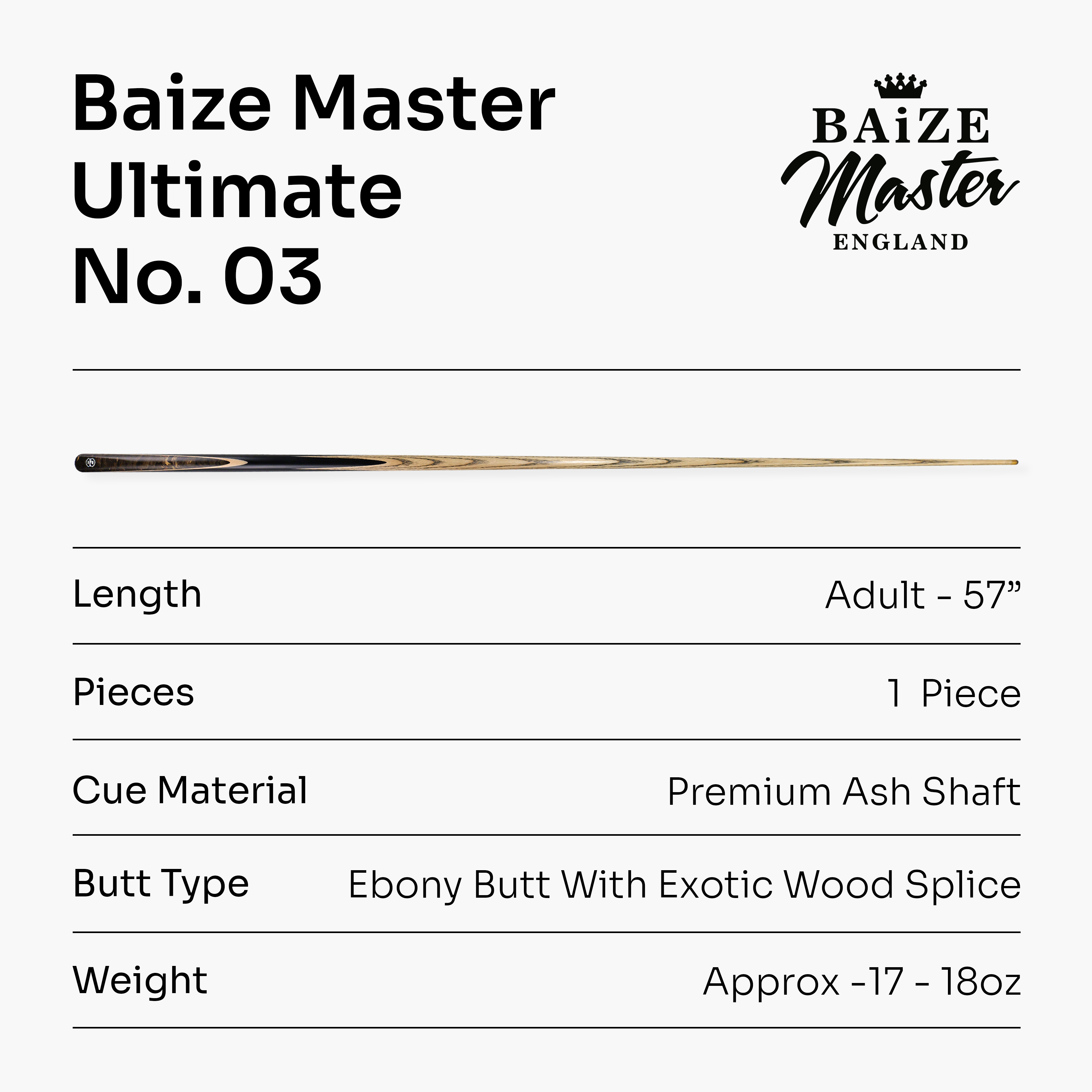 Baize Master Ultimate #003 57-inch pool cue - 8.3mm tip