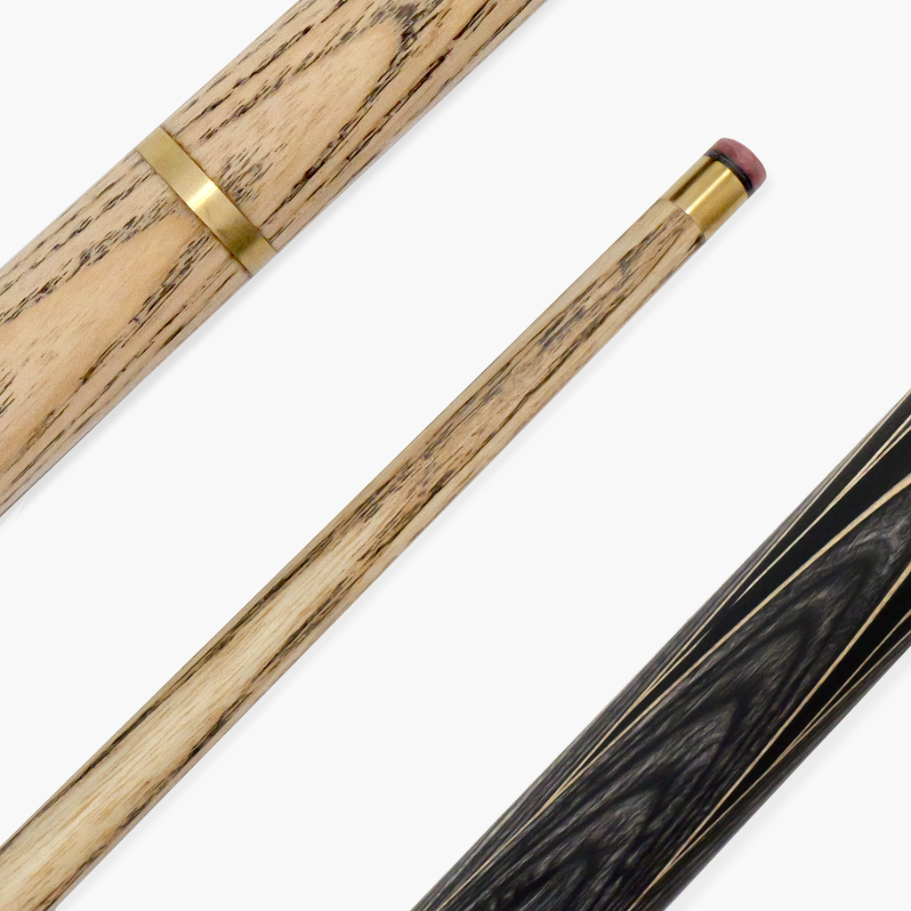 PRO147 Pearl Series Grey Hand Spliced 2 Piece 57 Inch Snooker Pool Cue with Smooth Premium Ash Shaft and Ebony Style Butt with 9.5mm Pro Leather Tip