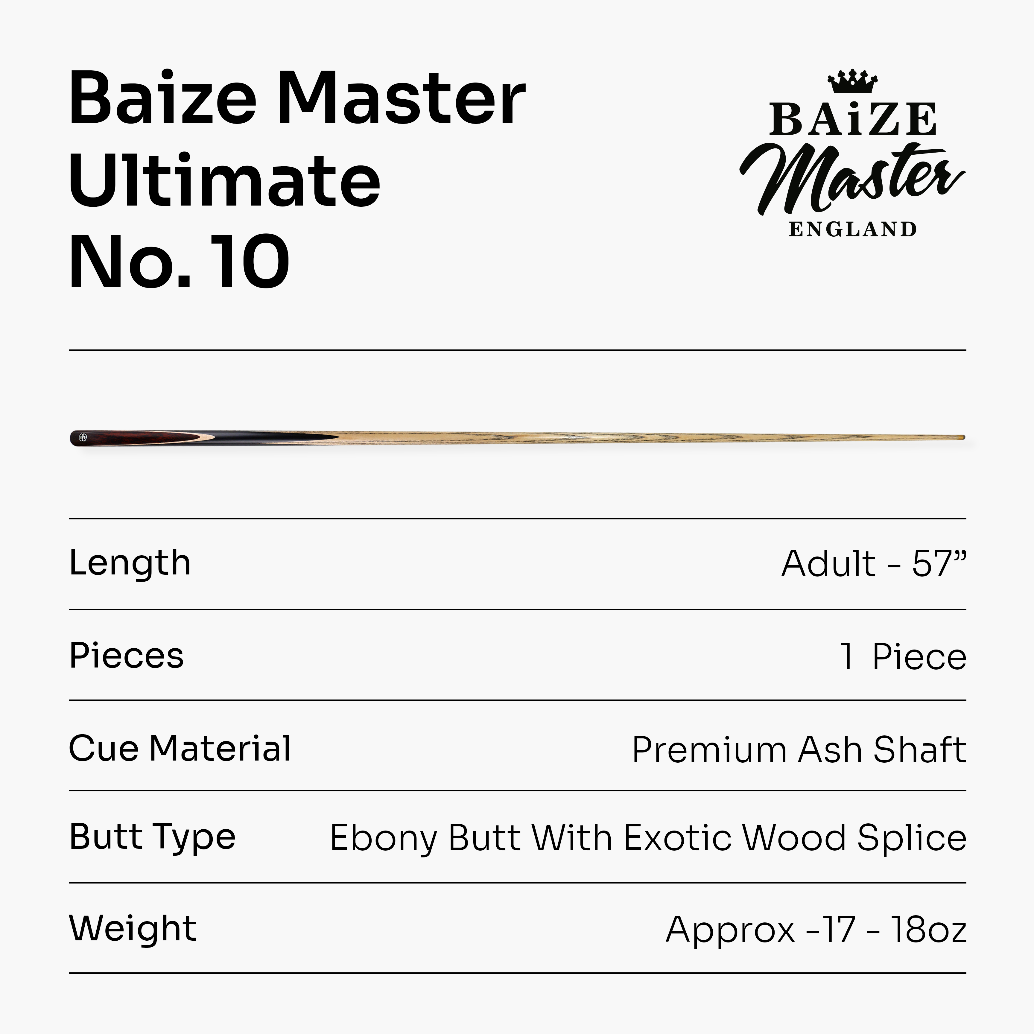 Baize Master Ultimate #010 57-inch pool cue - 8.3mm tip