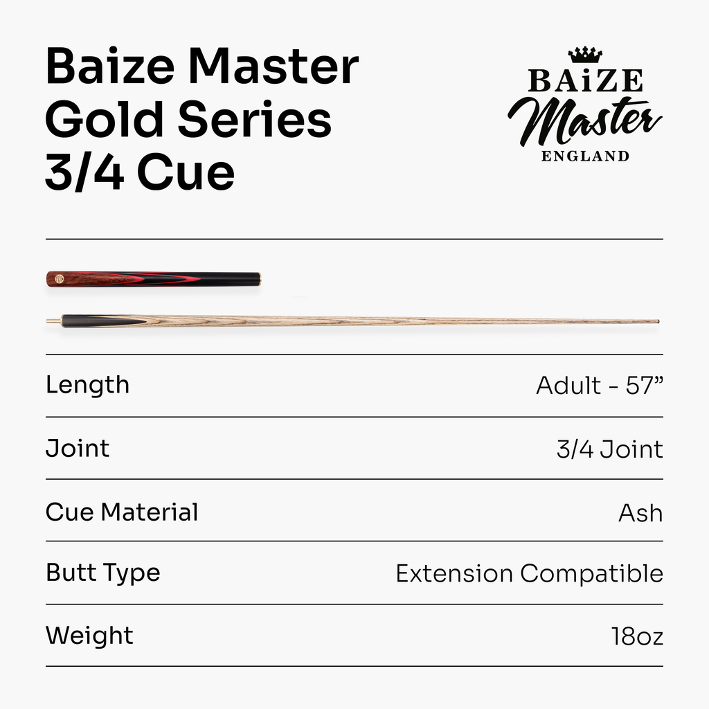 Baize Master Gold Series Red Ascot 3/4 pool cue