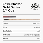 Baize Master Gold Series Red Ascot 3/4 pool cue