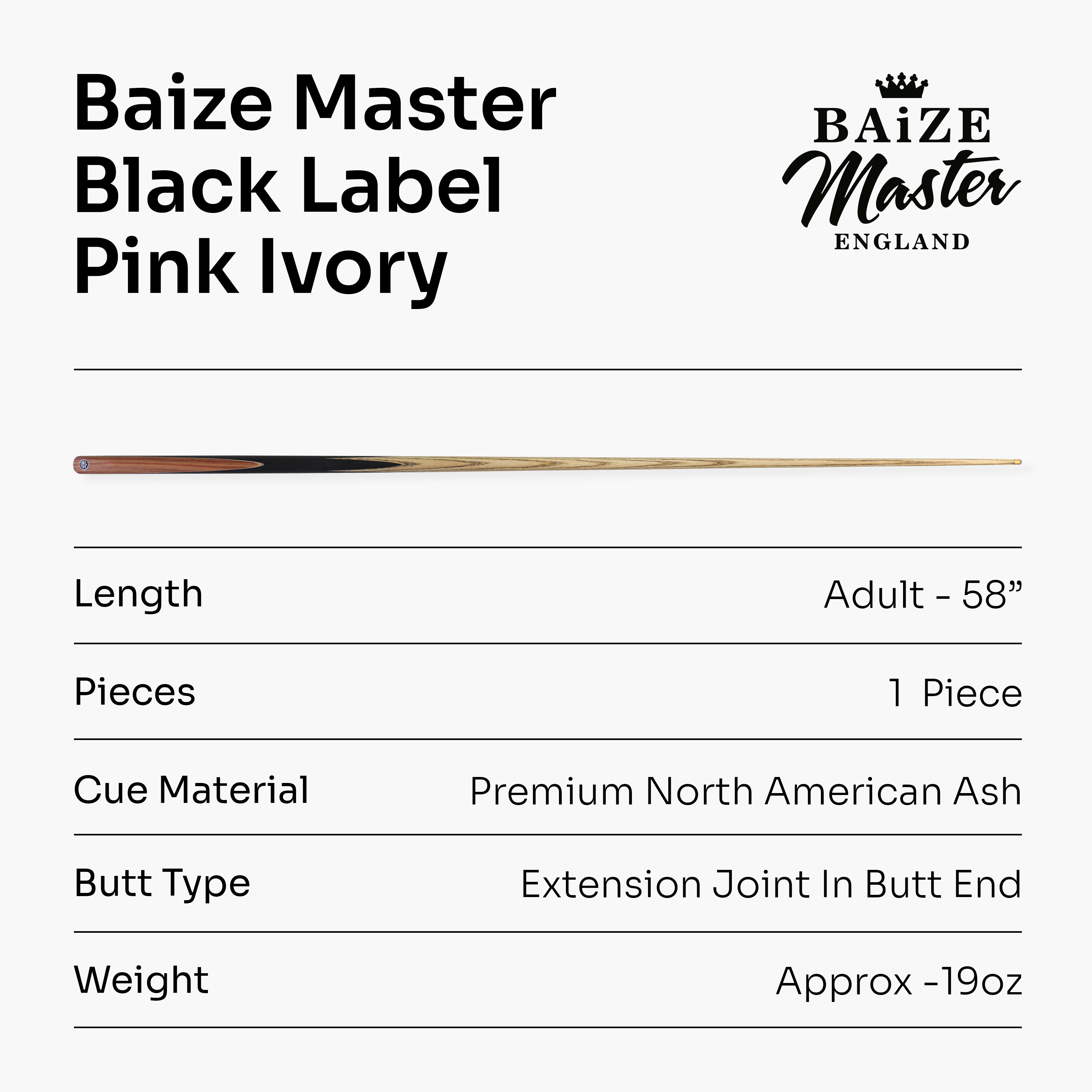 Baize Master Black Label 58-inch snooker cue