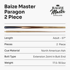 Baize Master Paragon 57-inch 2-piece cue - 9.3mm tip