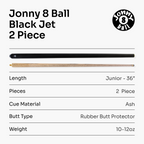 Jonny 8 Ball Black Jet 36-inch junior cue