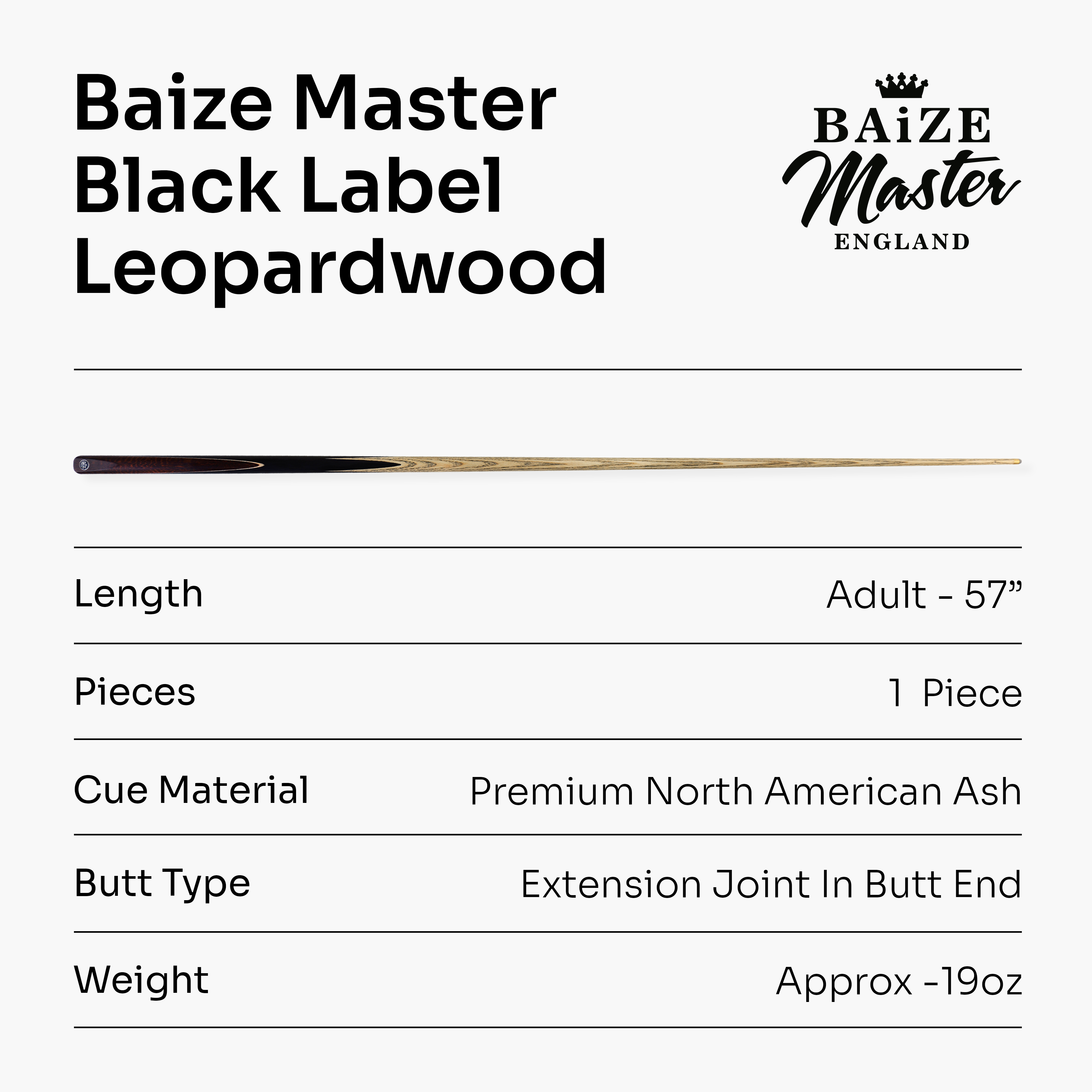 Baize Master Black Label 57-inch pool cue