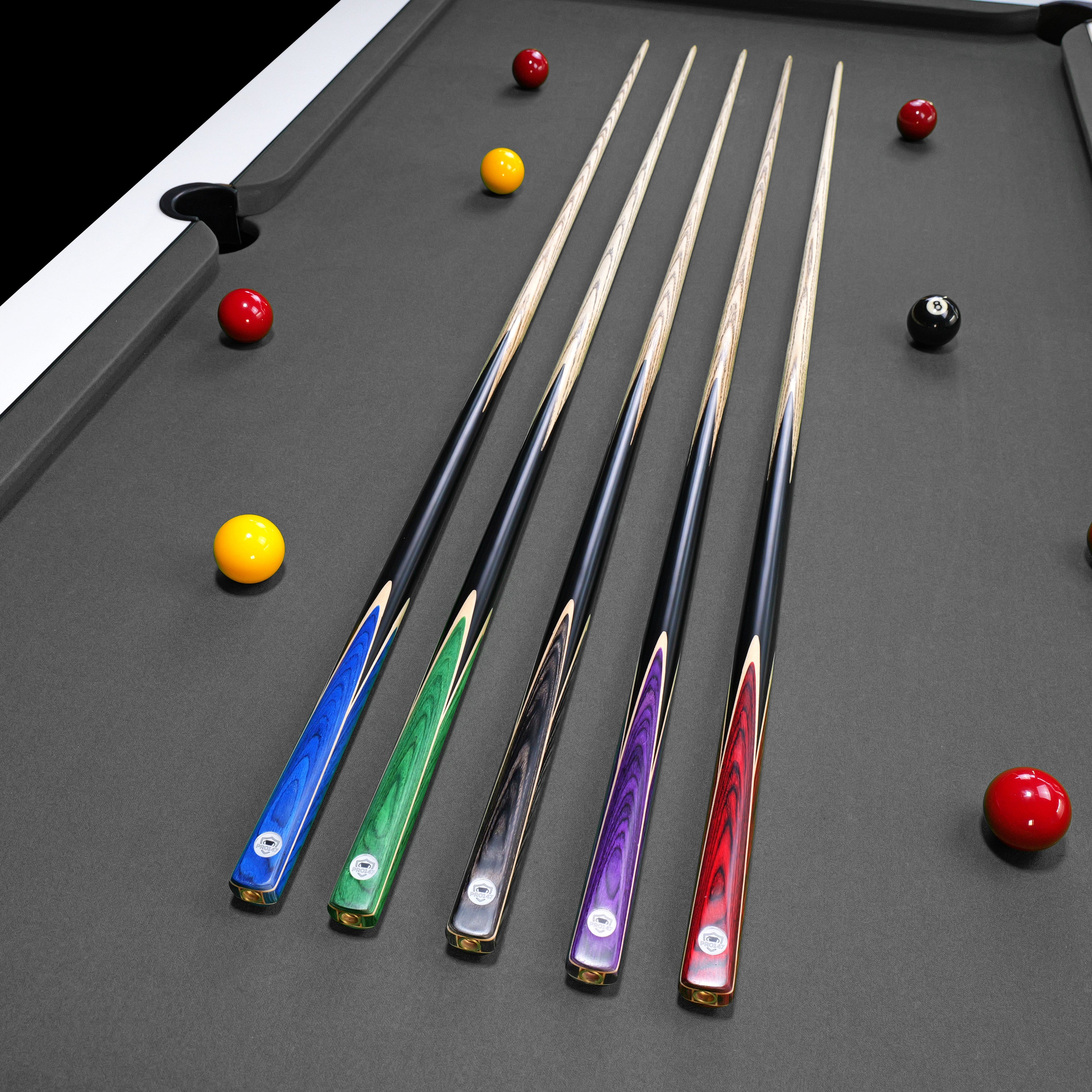 PRO147 Trident 57 Inch 1 Piece Hand Spliced Ash Snooker and Pool Cue with 9.5mm Tip