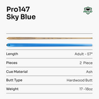PRO147 Sky Blue Butt 2-piece cue