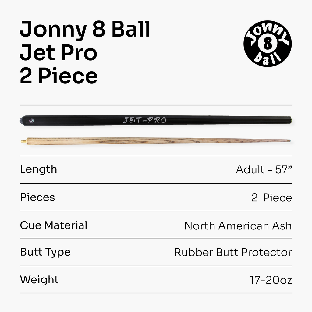 Jonny 8 Ball Black Jet-Pro 57-inch pool cue