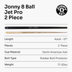 Jonny 8 Ball Black Jet-Pro 57-inch pool cue