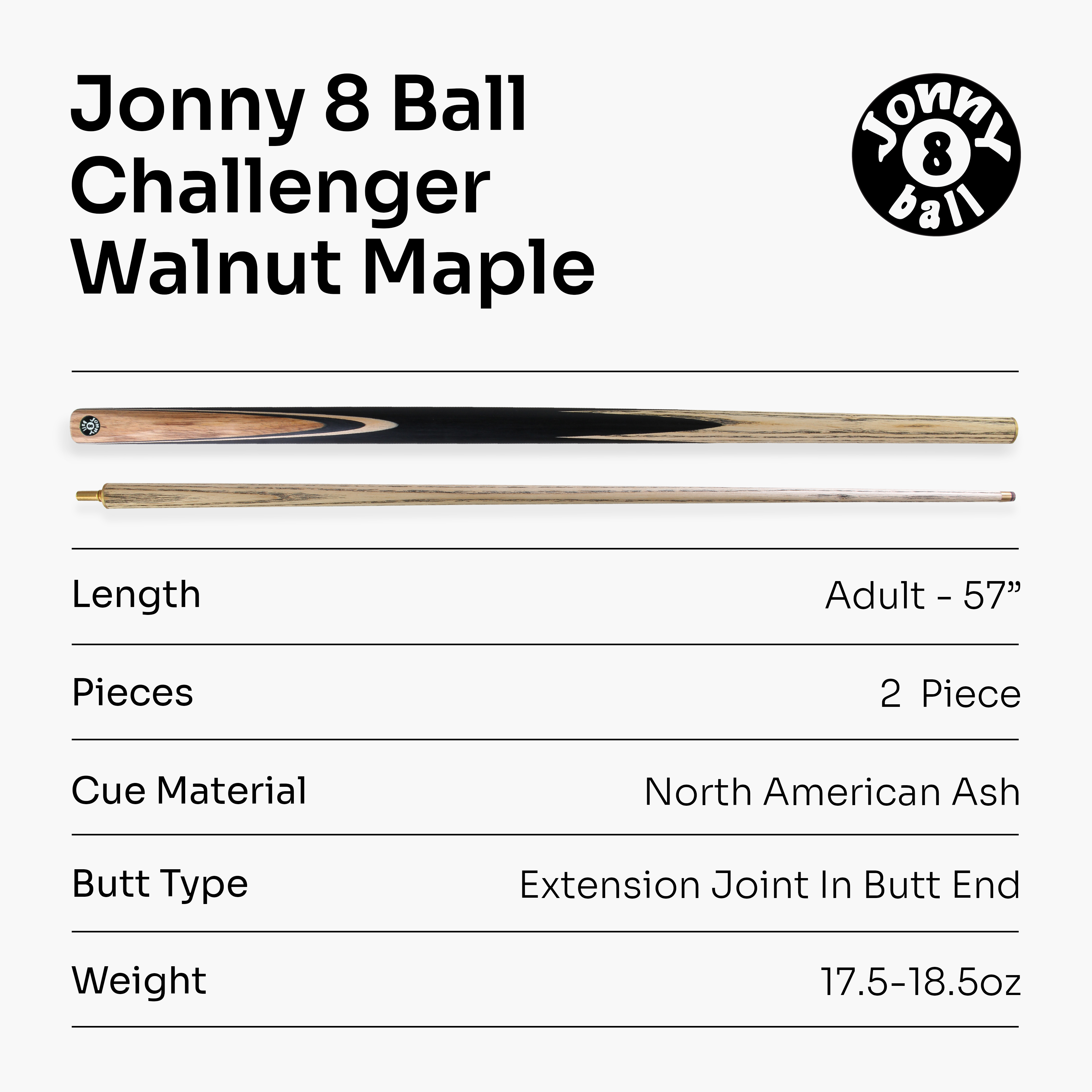 Jonny 8 Ball Challenger cue and hard case set