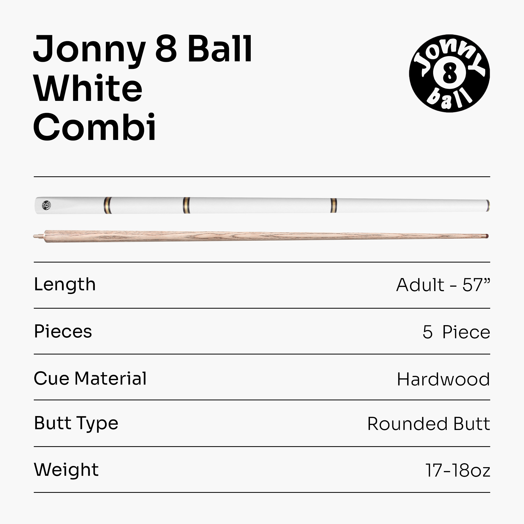 Jonny 8 Ball Combi adjustable 5-piece cue