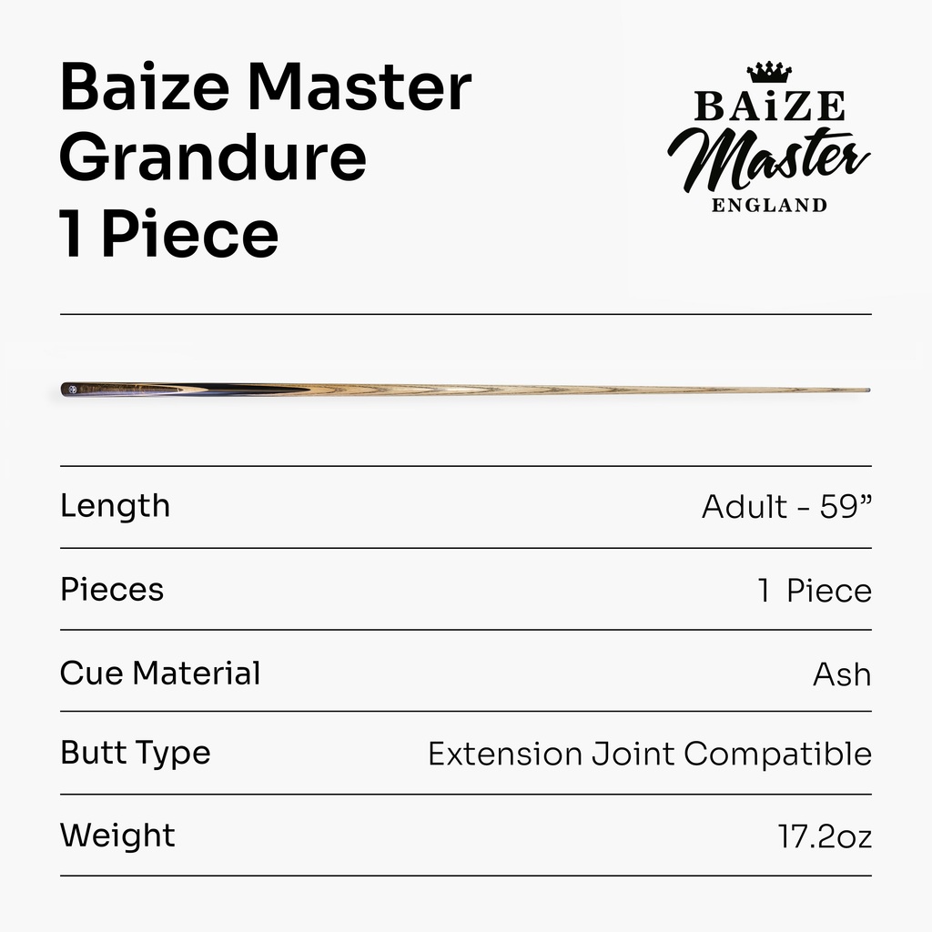 Baize Master Grandure #004 one-piece pool cue - 8mm tip
