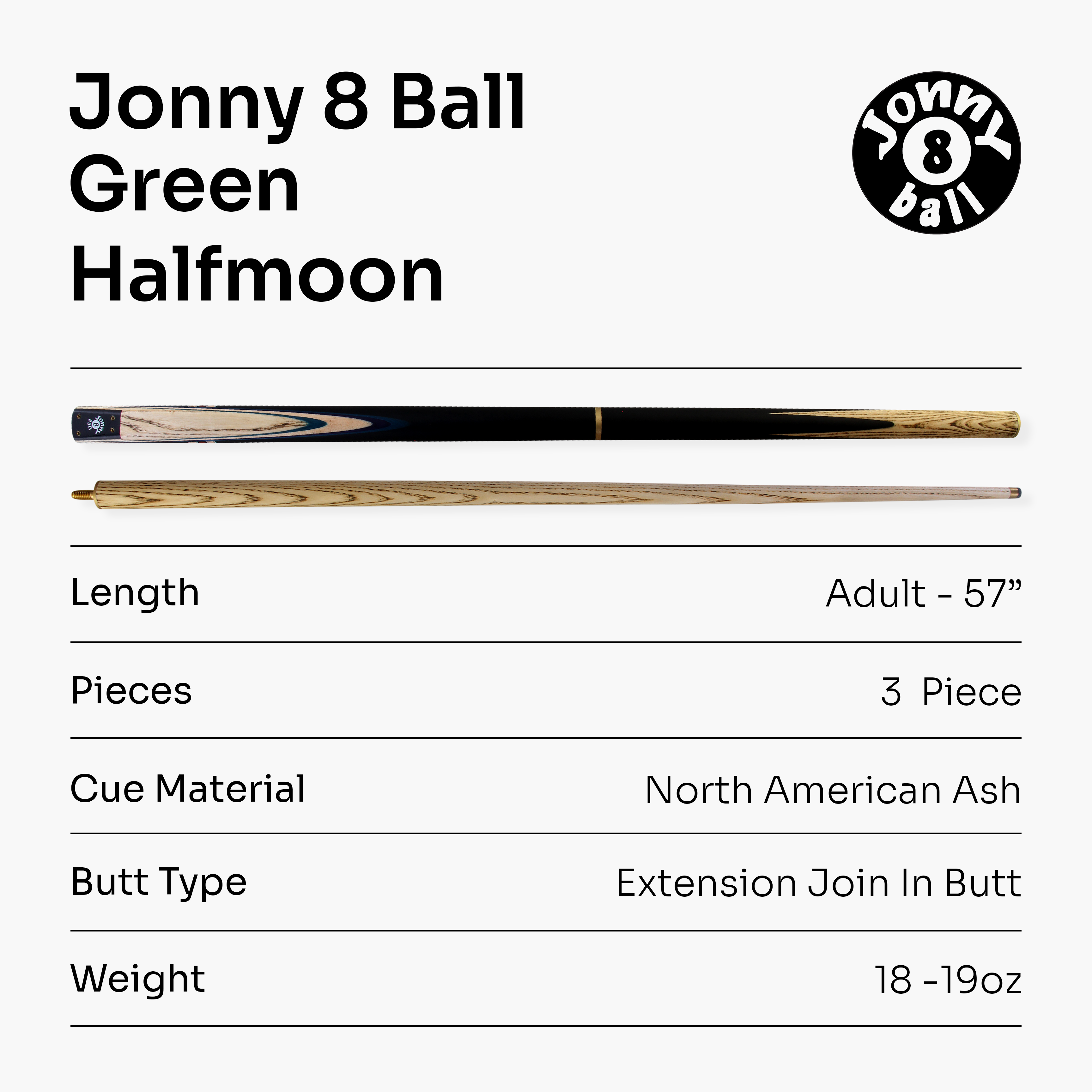 Jonny 8 Ball adjustable 57-inch 3-piece cue