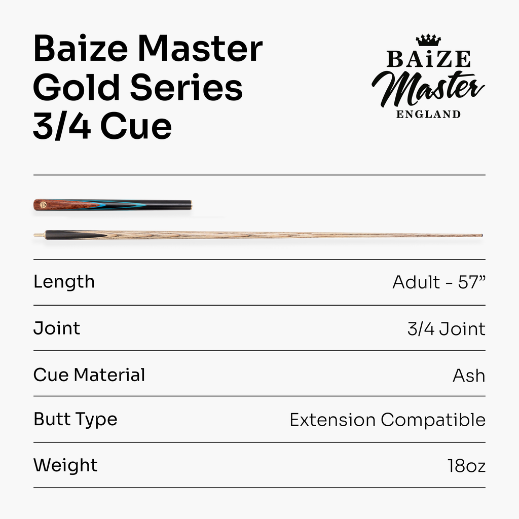 Baize Master Gold Series Blue Ascot 3/4 pool cue