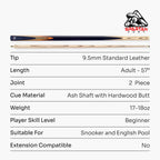 Spartan Fury CONQUEST 2 Piece Snooker Pool Cue and Soft Case Set 9.5mm Tip