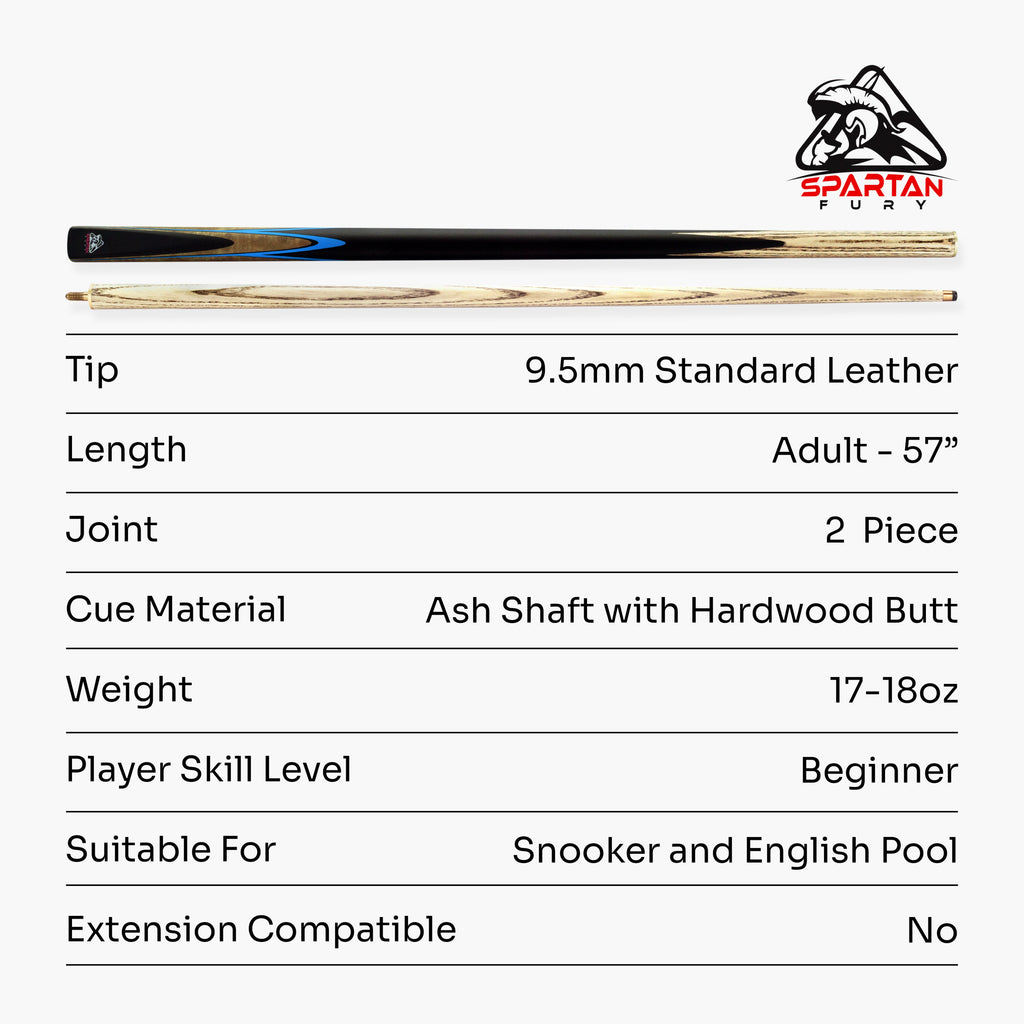 Spartan Fury CONQUEST 2 Piece Snooker Pool Cue and Soft Case Set 9.5mm Tip