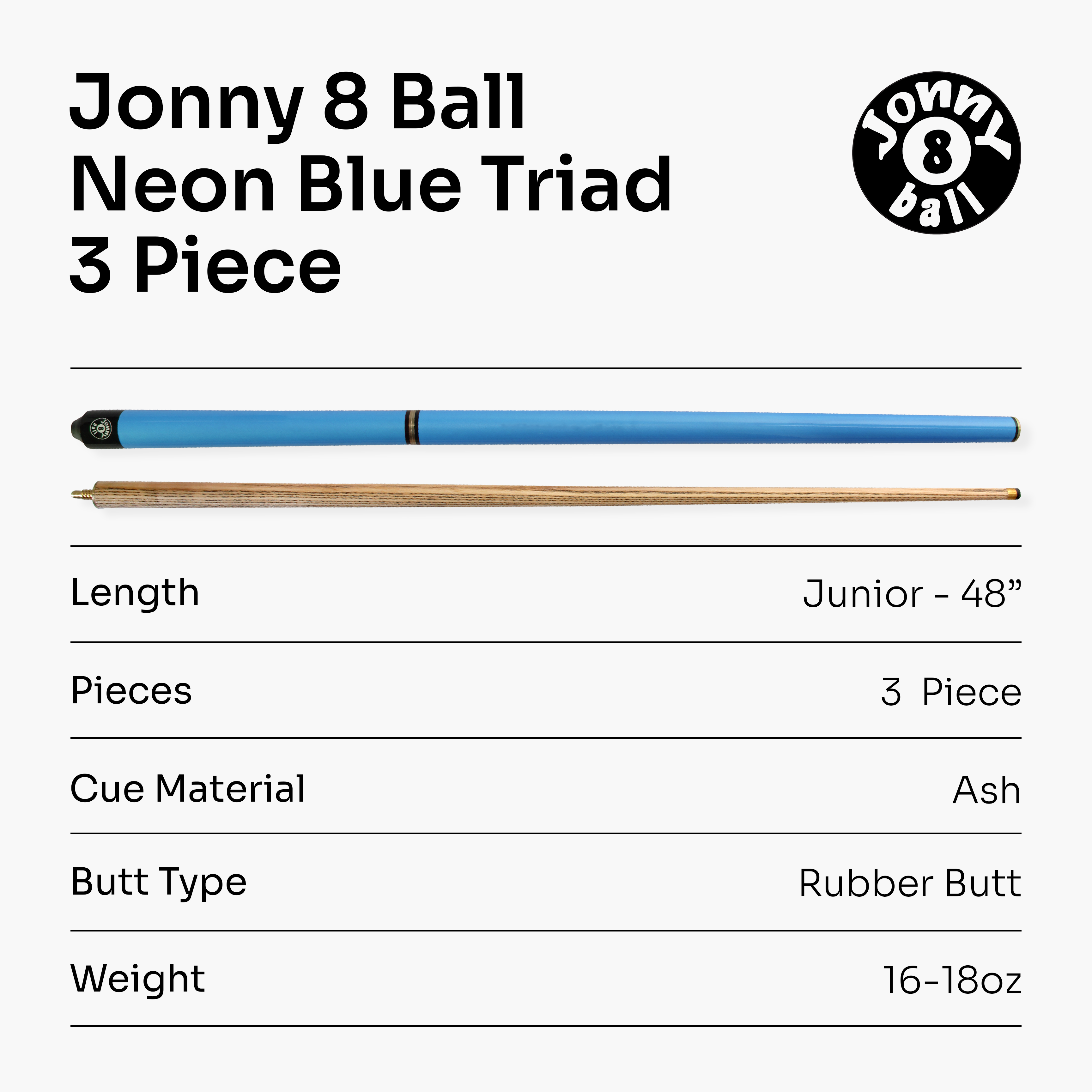Jonny 8 Ball Triad 48-inch junior 3-piece cue