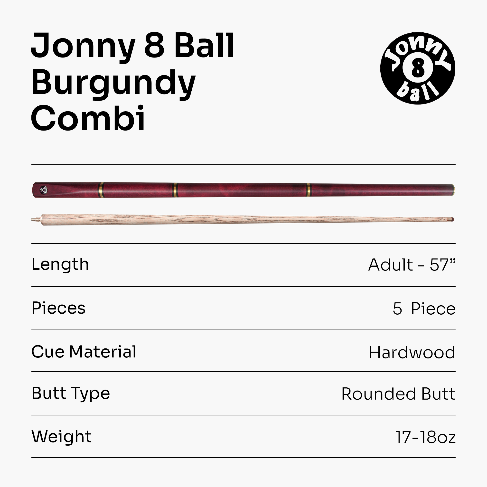 Jonny 8 Ball Combi adjustable 5-piece cue