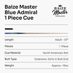 Baize Master Blue Admiral 57-inch snooker cue