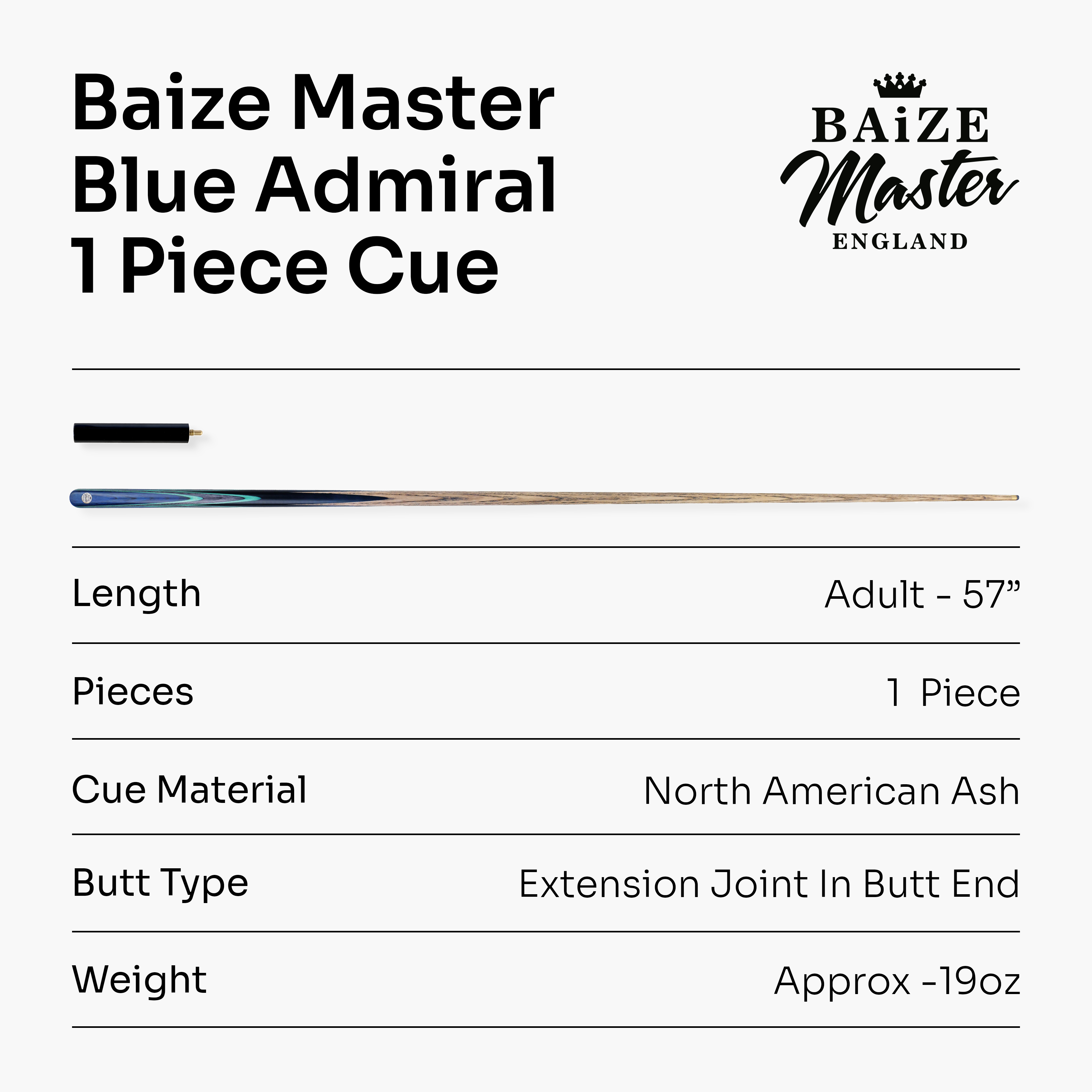 Baize Master Blue Admiral 57-inch snooker cue