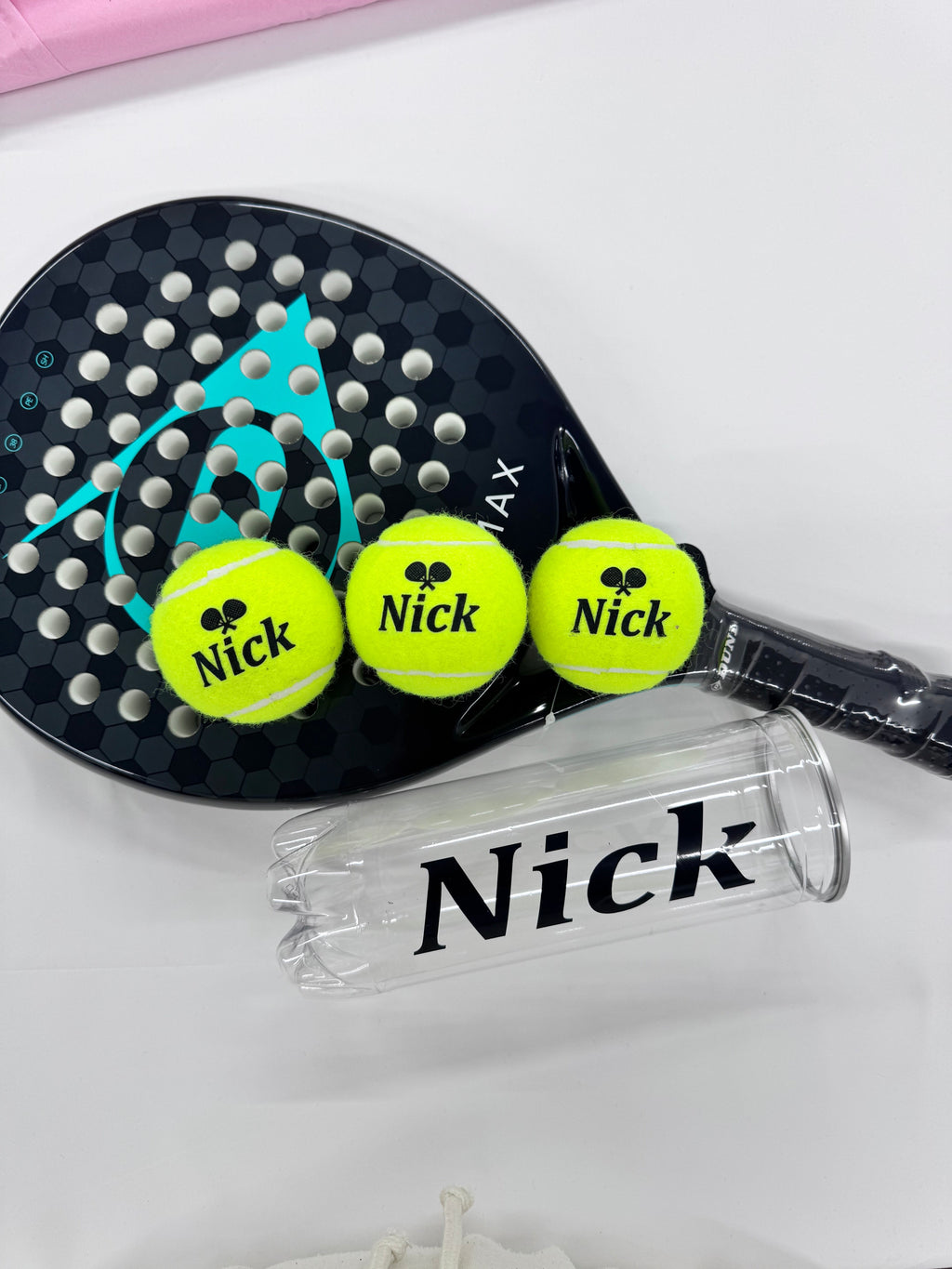 NTB - Personalised Adult Padel tennis balls - Racket & name