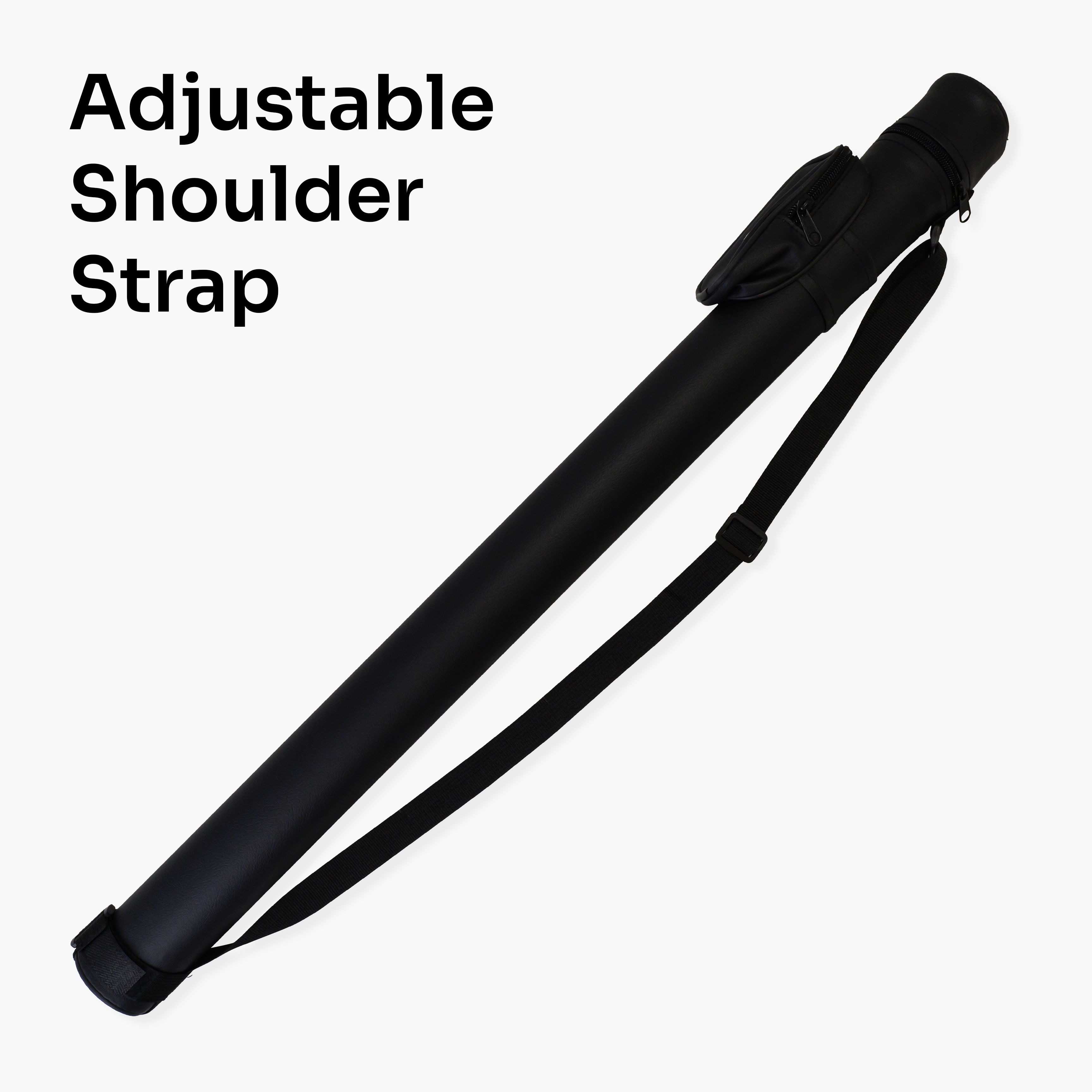 Jonny 8 Ball Black Tubular Cue Case + Shoulder Strap - Holds 2pc Snooker or Pool Cue