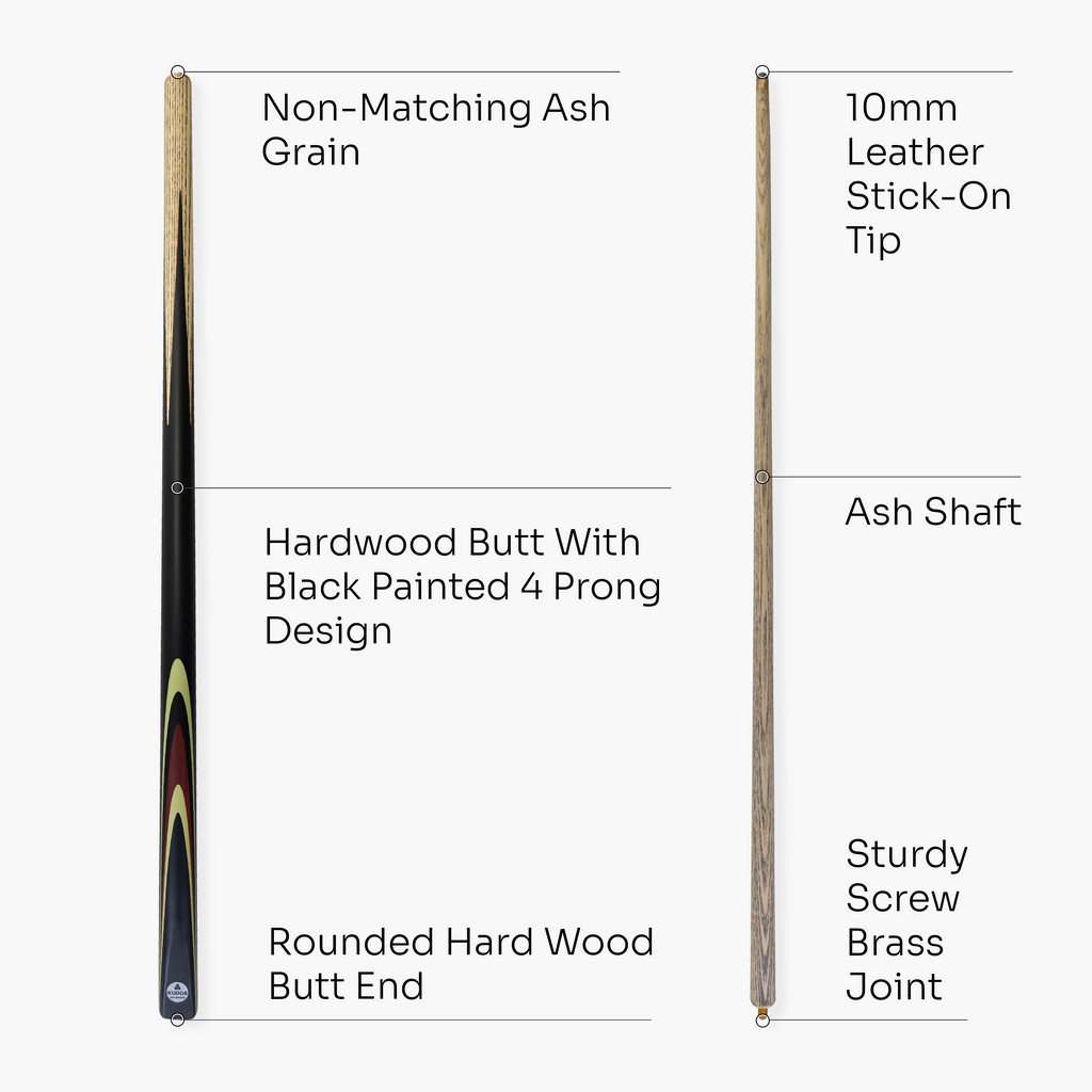 Kudos Classic Range 57 Inch Heavy Weight 2 Piece Traditional Ash Snooker Pool Cue with 9.5mm Tip