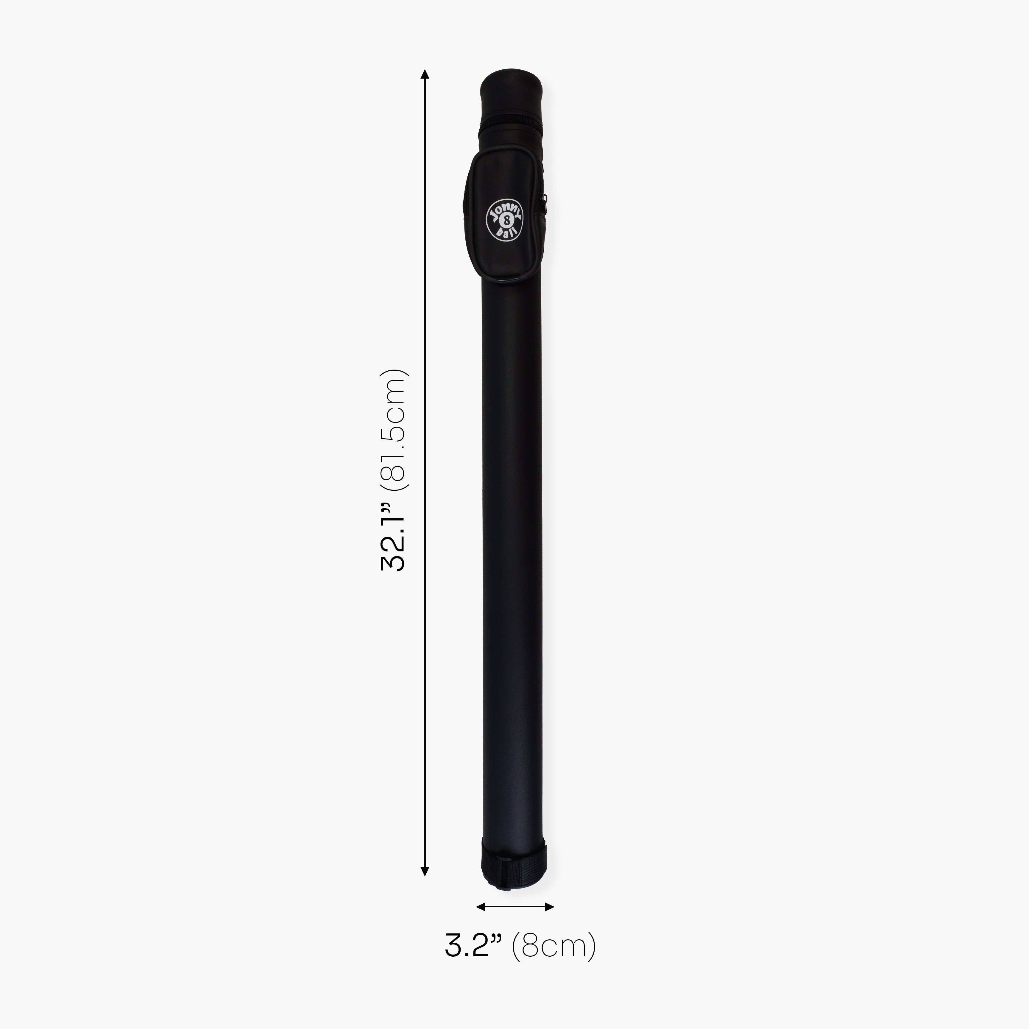 Jonny 8 Ball Black Tubular Cue Case + Shoulder Strap - Holds 2pc Snooker or Pool Cue