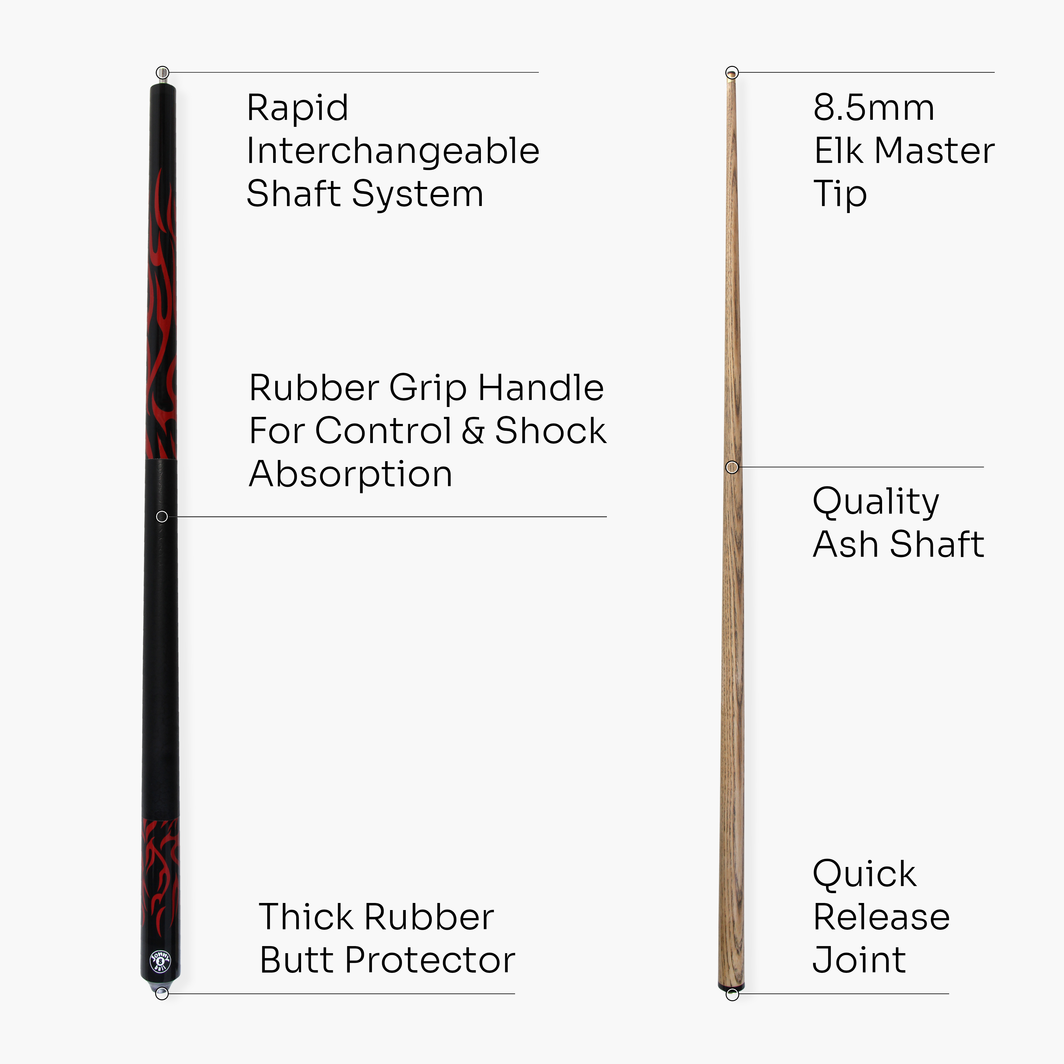 Jonny 8 Ball Riss 57-inch 2-piece pool cue
