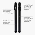 Jonny 8 Ball Black Tubular Cue Case + Shoulder Strap - Holds 2pc Snooker or Pool Cue