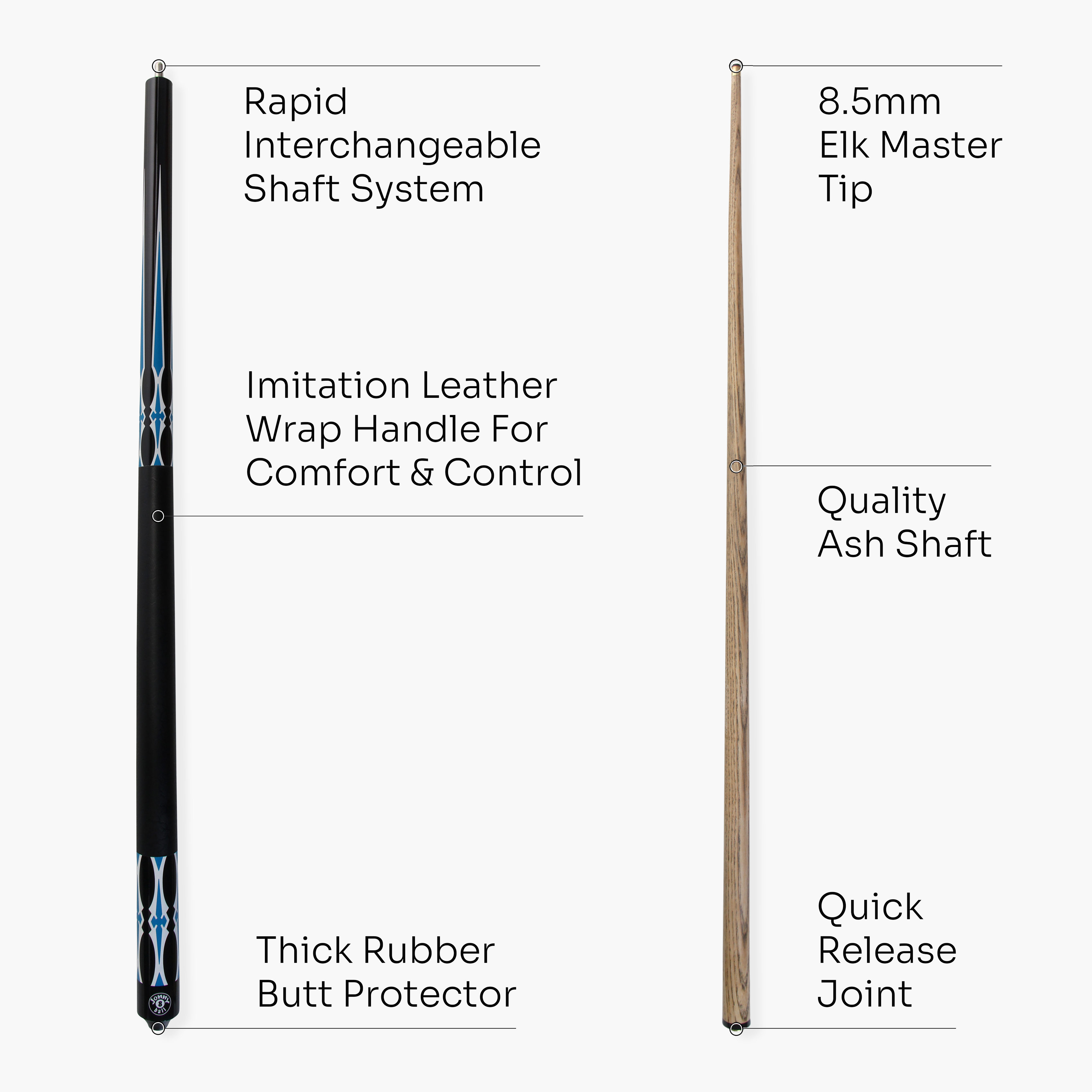 Jonny 8 Ball Riss 57-inch 2-piece pool cue