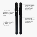 Jonny 8 Ball Black Tubular Cue Case + Shoulder Strap - Holds 2pc Snooker or Pool Cue