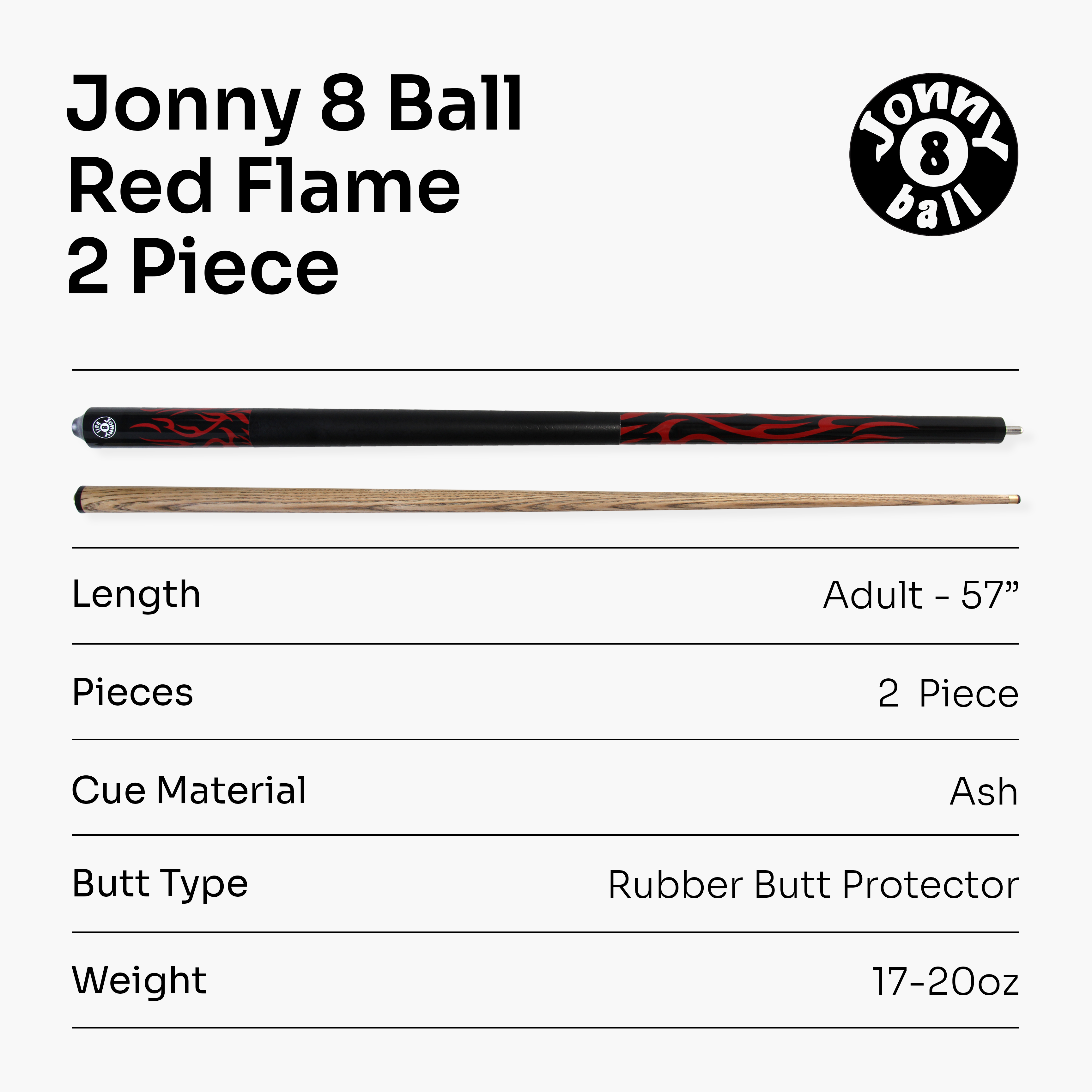 Jonny 8 Ball Riss 57-inch 2-piece pool cue
