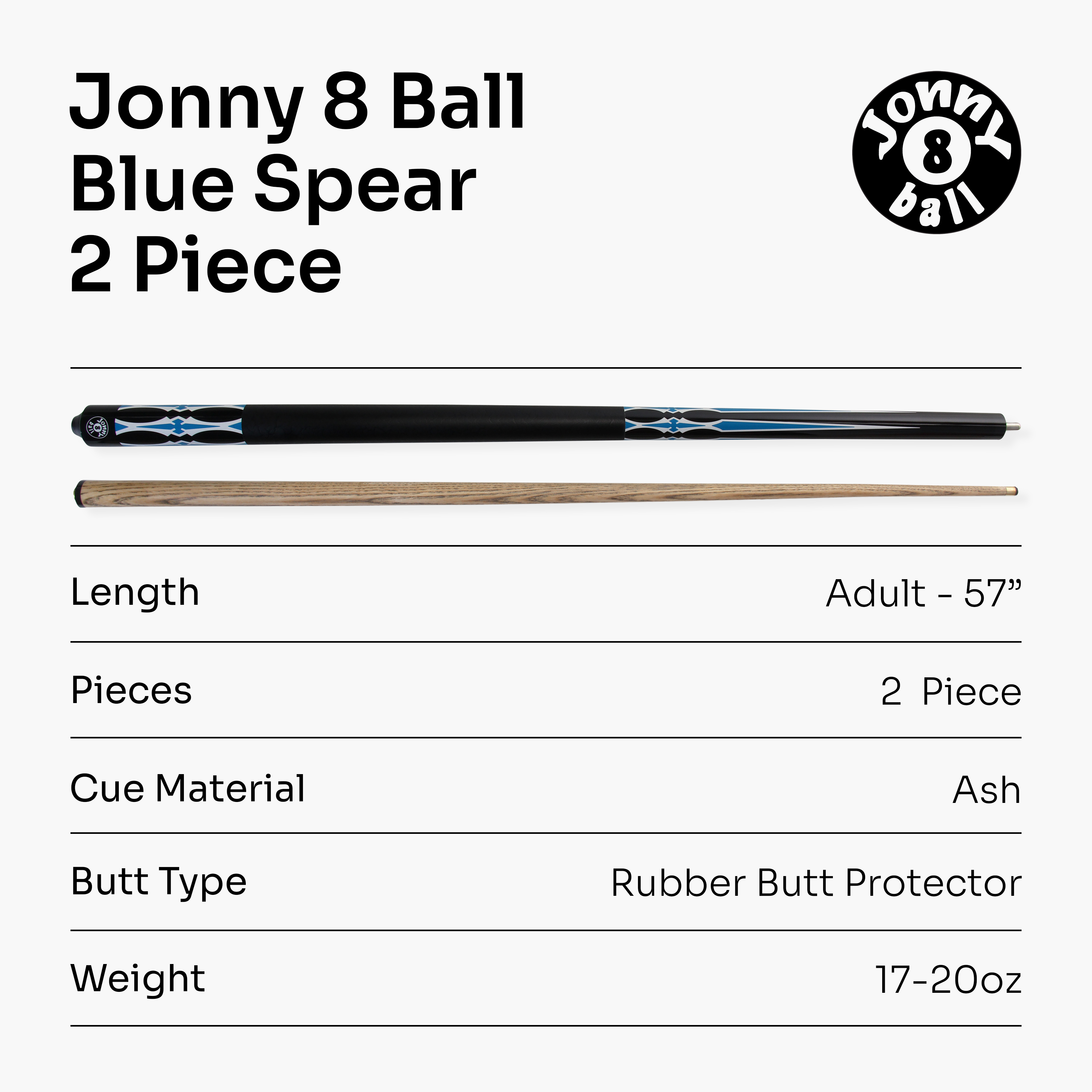 Jonny 8 Ball Riss 57-inch 2-piece pool cue