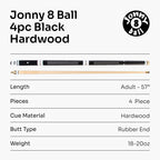Jonny 8 Ball adjustable 4-piece cue with spare tips